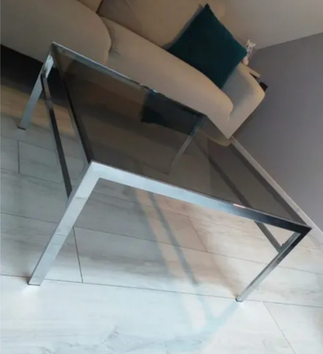 Table basse chrome et verre fumé – Image 7