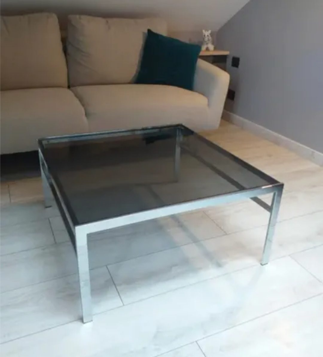 Table basse chrome et verre fumé – Image 6