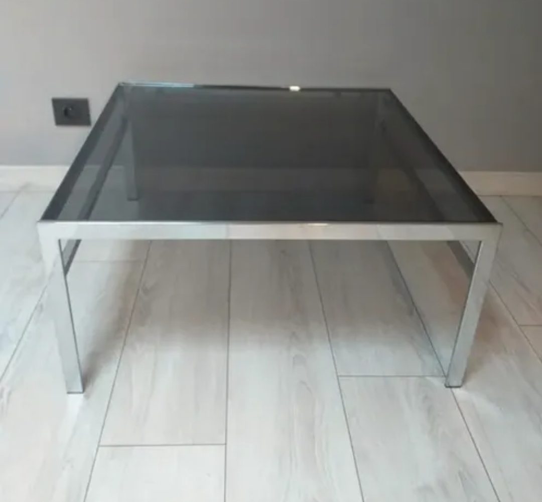 Table basse chrome et verre fumé – Image 4