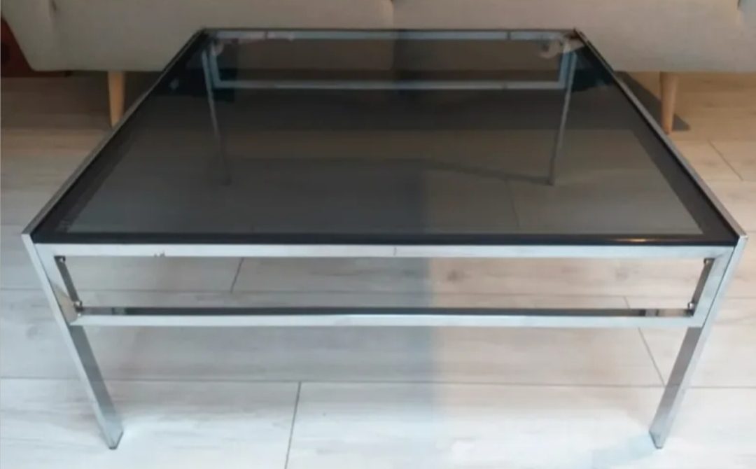Table basse chrome et verre fumé – Image 3