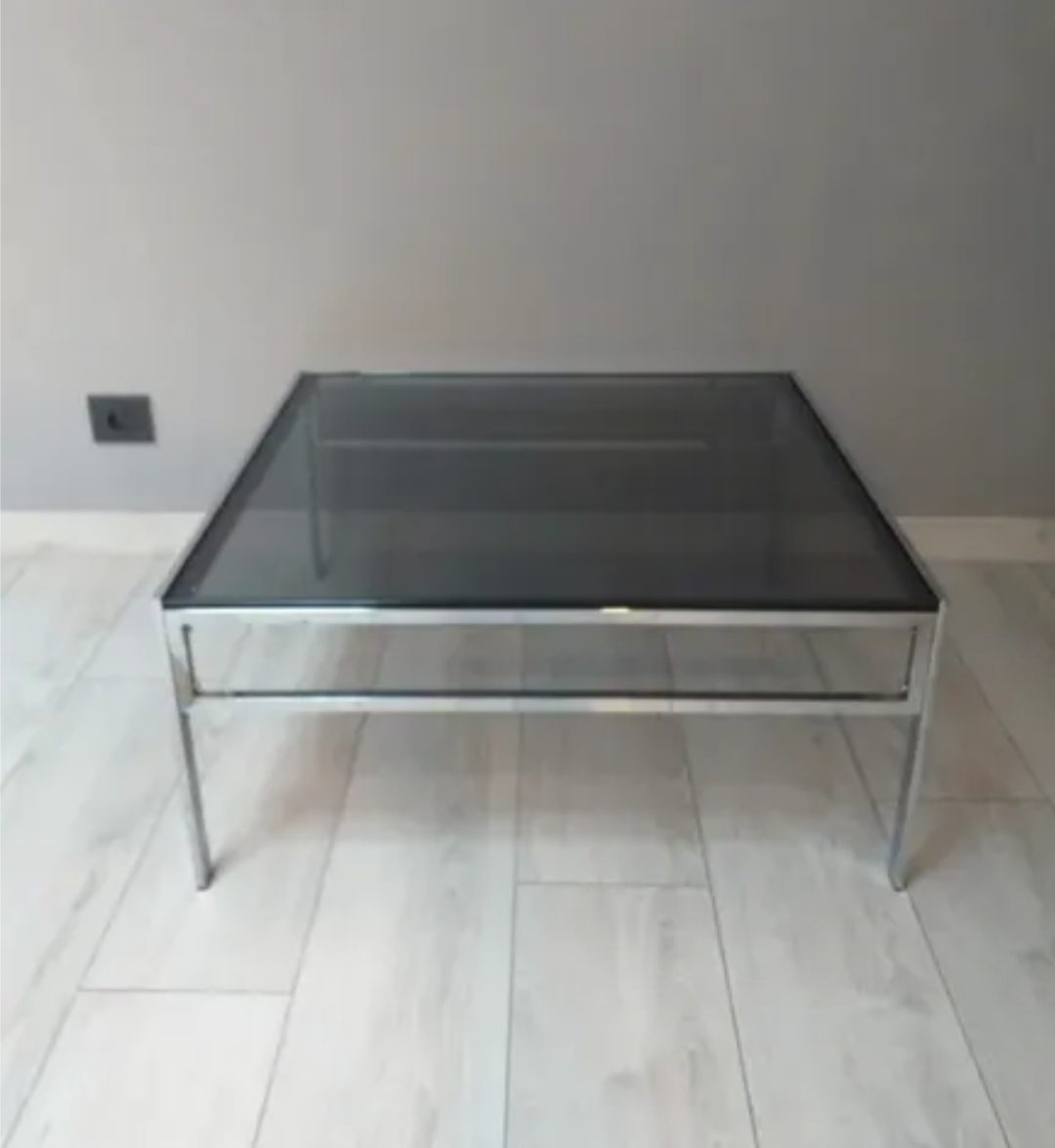 Table basse chrome et verre fumé – Image 2