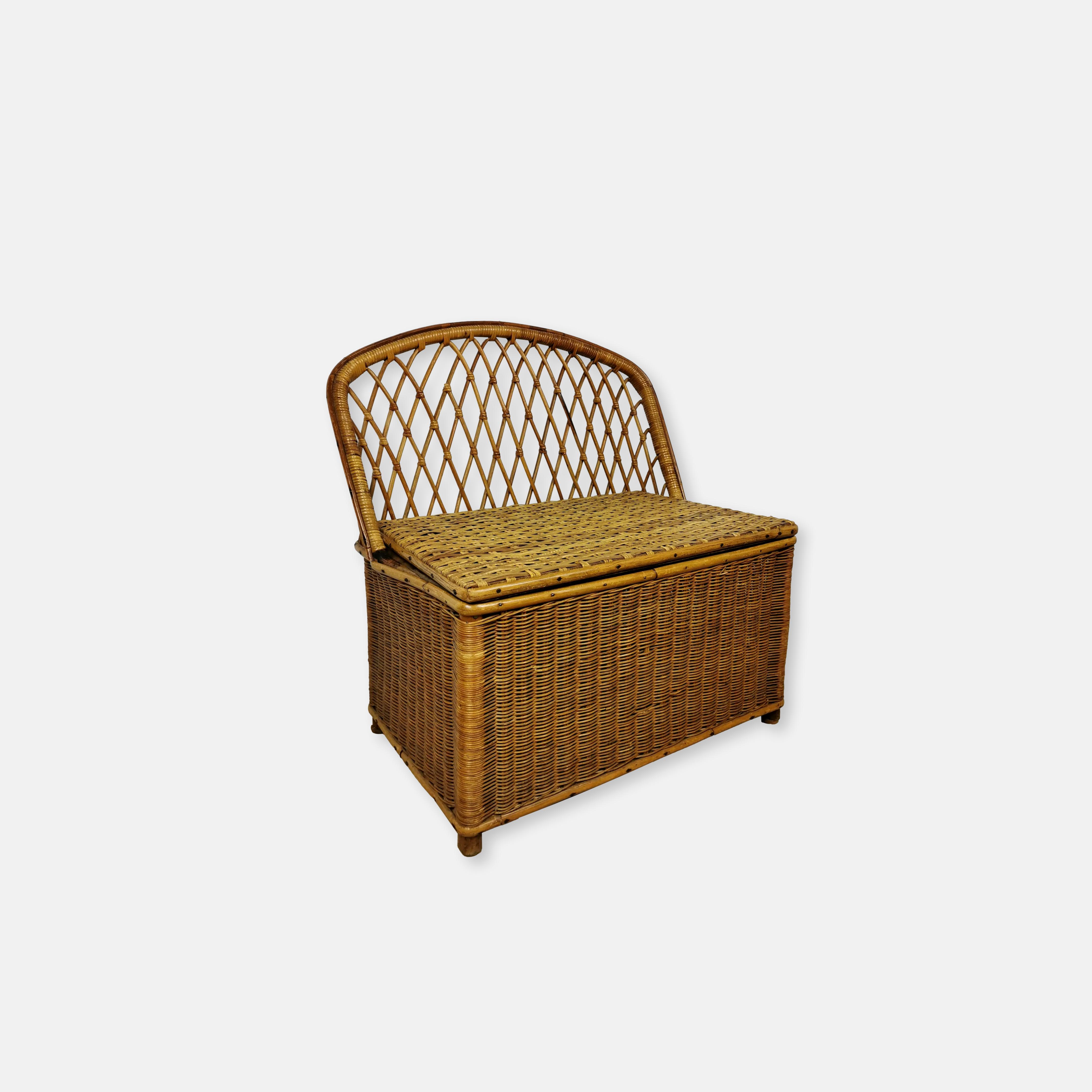 Banc coffre en rotin pour enfant