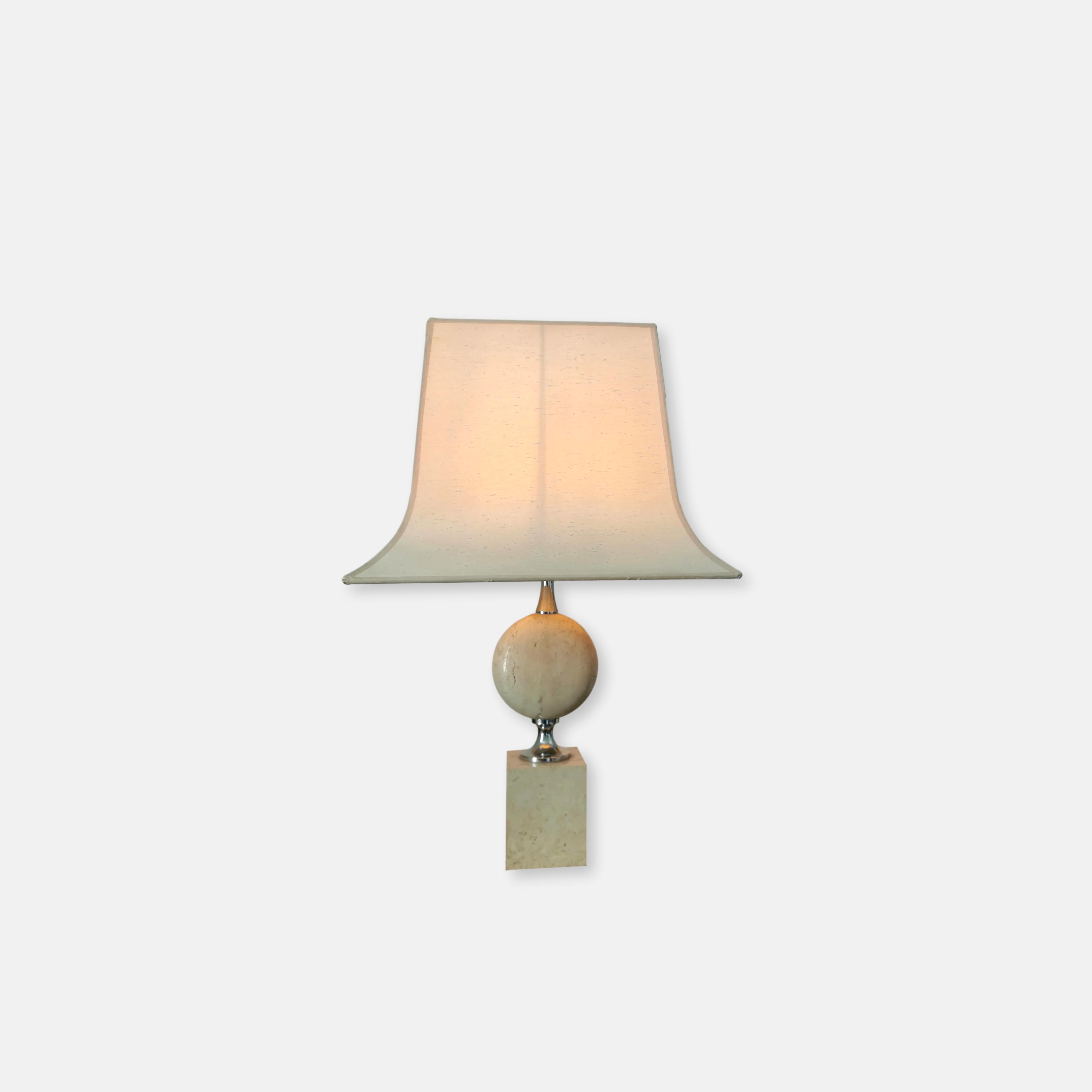 Lampe Philippe Barbier en travertin 70s