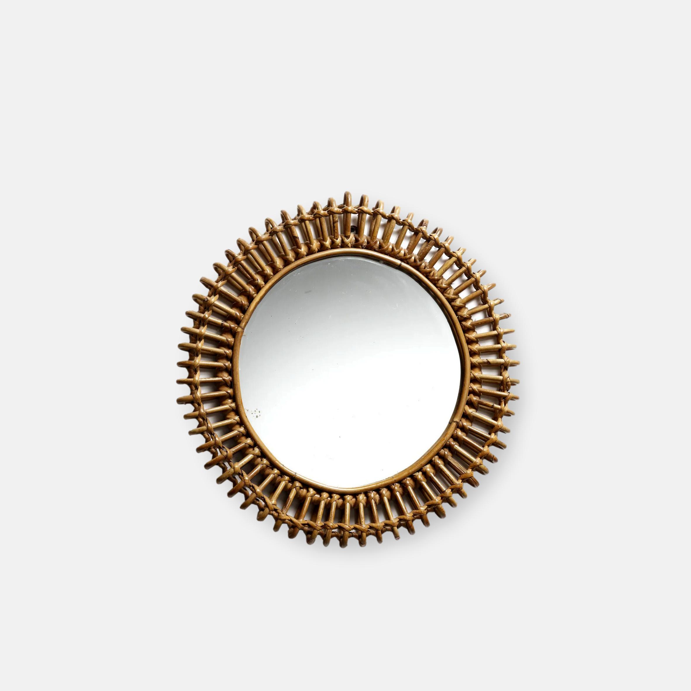 Miroir en rotin italien 70s I