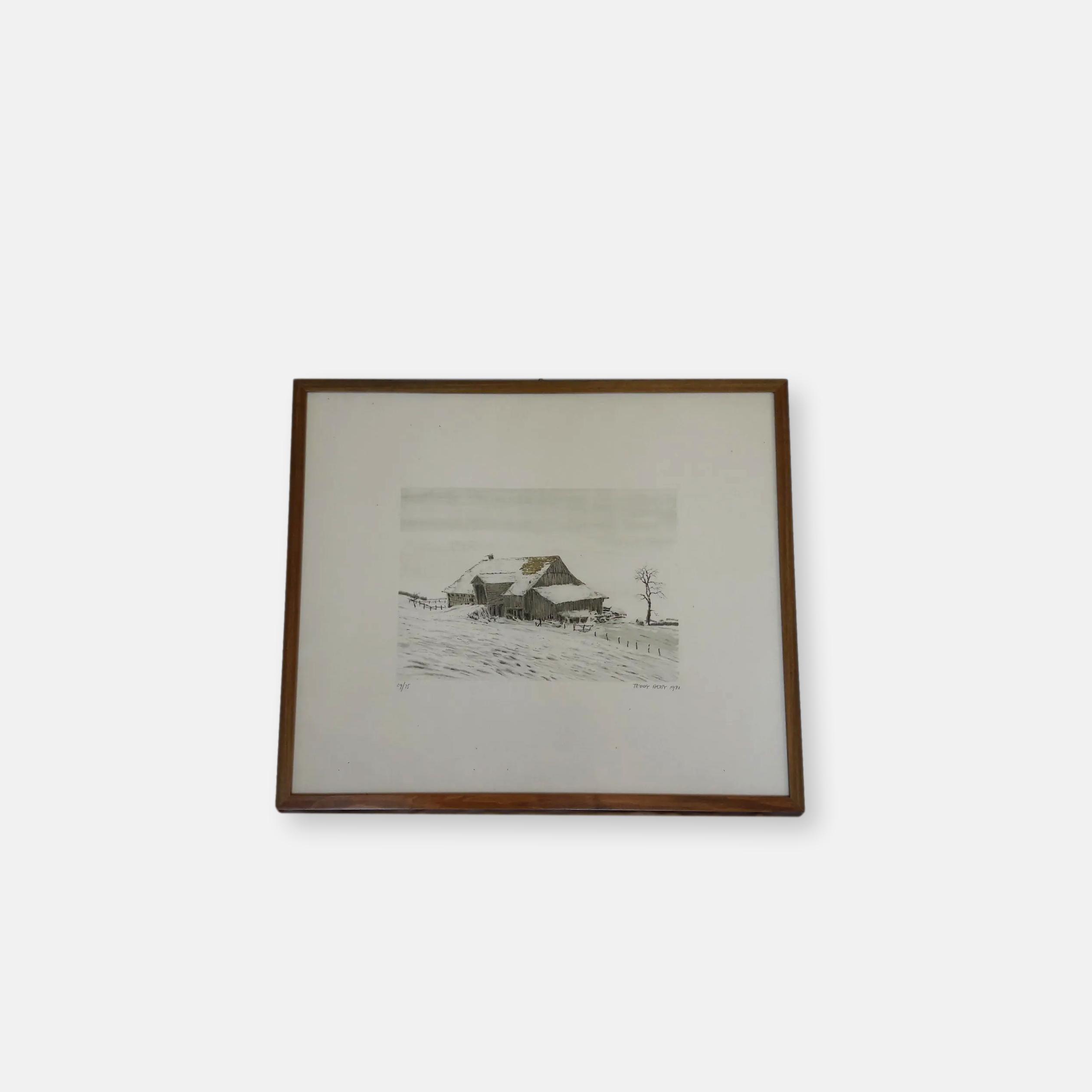 Lithographie Teddy Aeby Ferme 1981