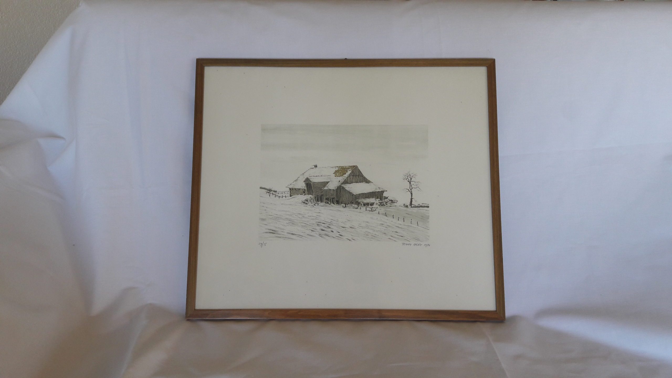 VENTE FLASH - Lithographie Teddy Aeby, Ferme, 1981 – Bild 2