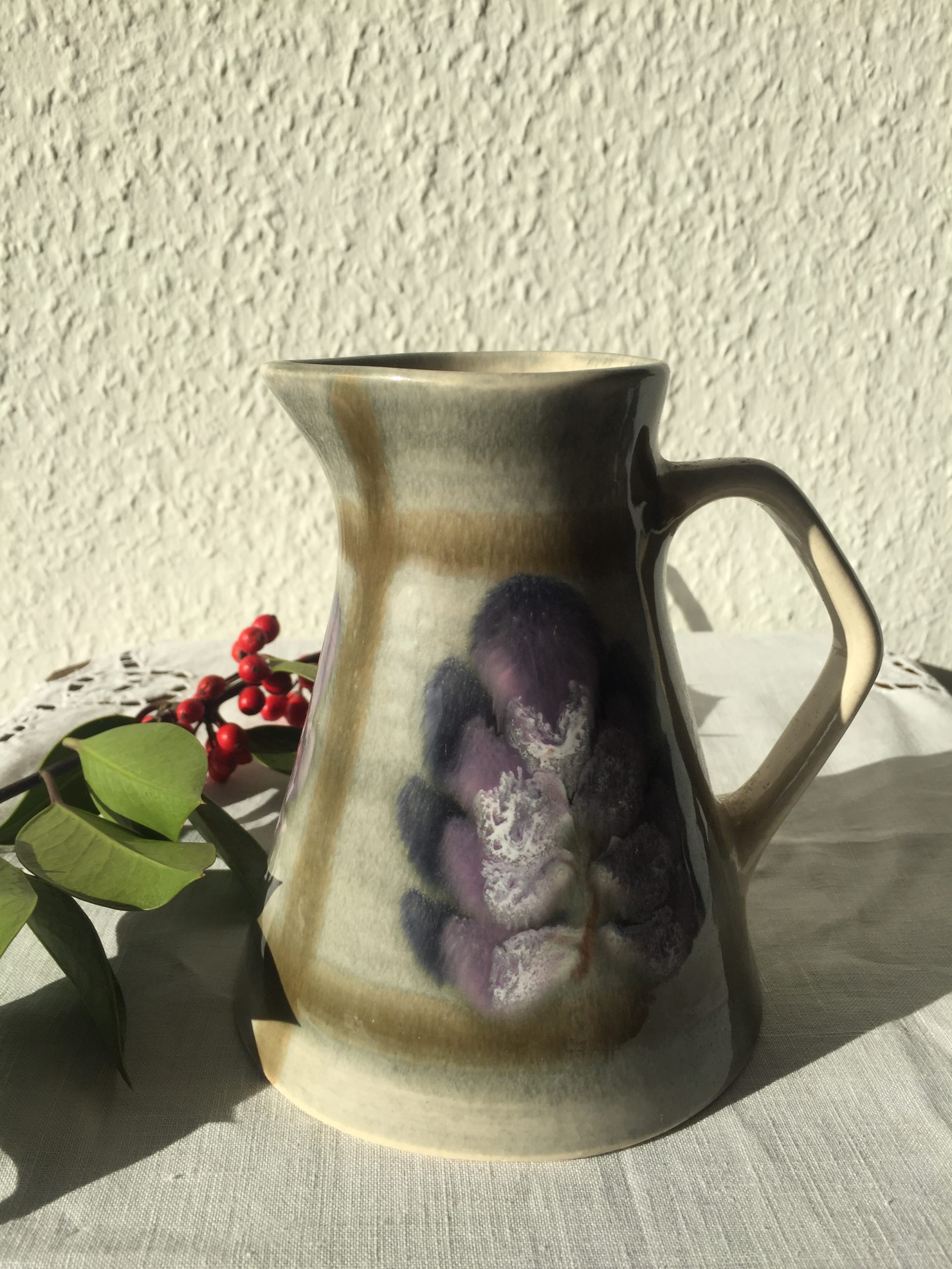 Rare vintage artist MBFA Pornic French glaze ceramic jug – Bild 2