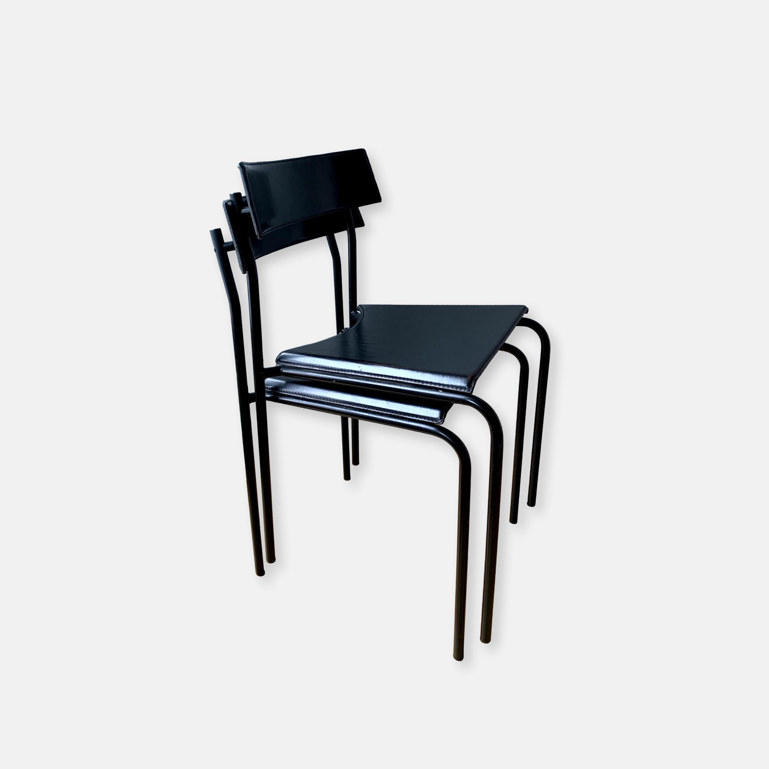 A pair of rare 1987 Jacques Toussaint for ATELIER stackable chairs