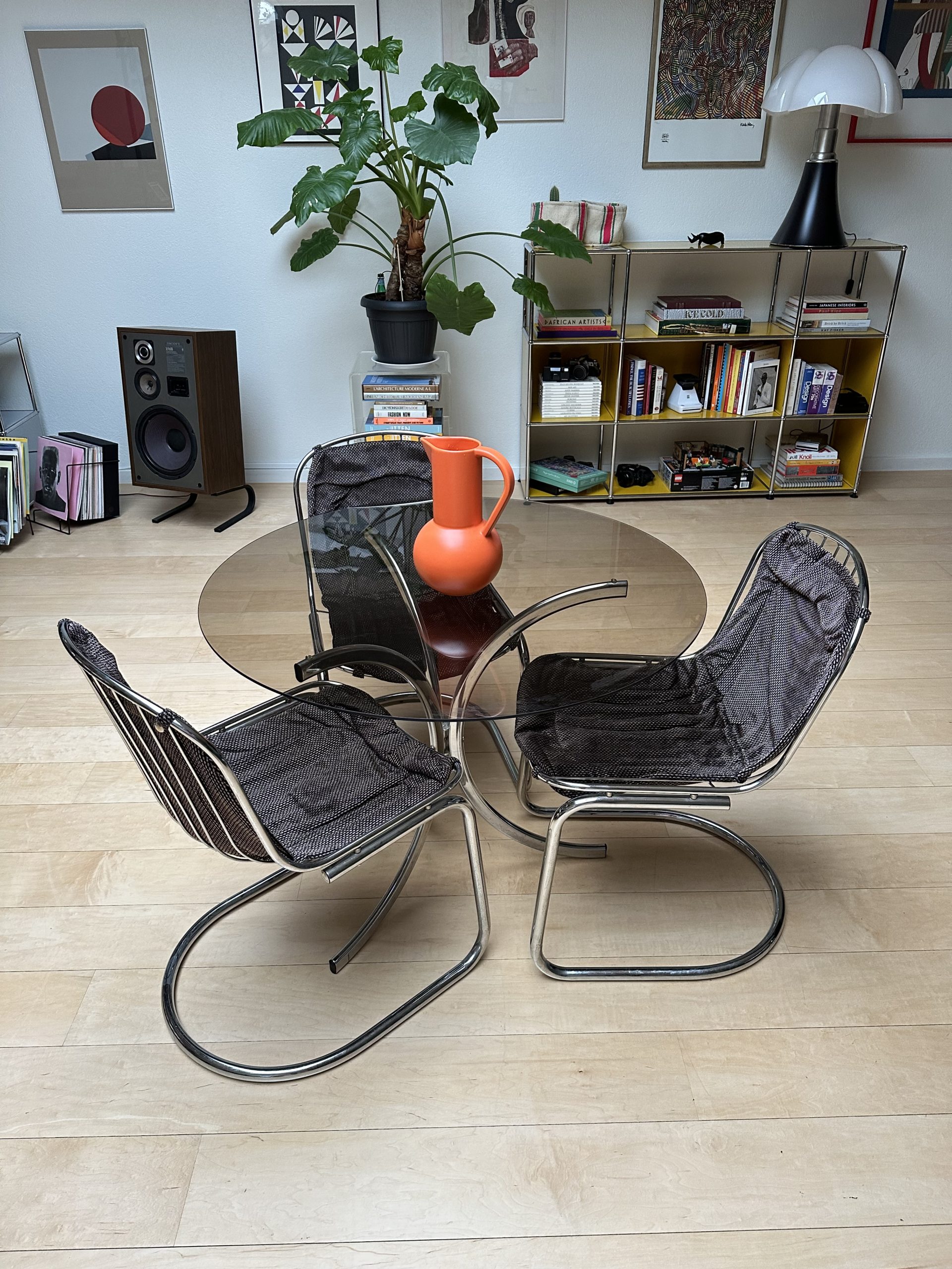 Set de 3 chaises vintage Gastone Rinaldi 70s chromé – Image 10