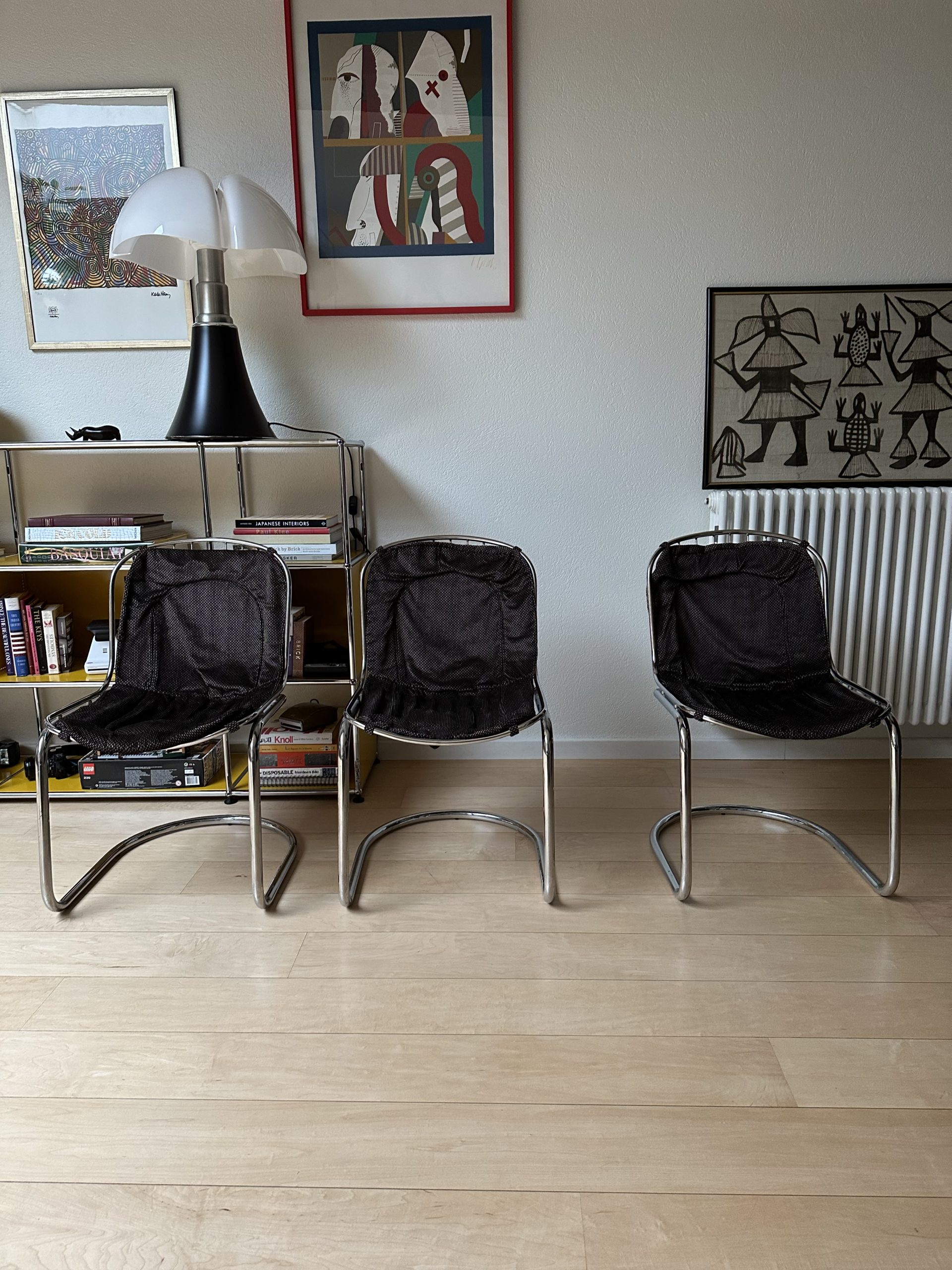 Set de 3 chaises vintage Gastone Rinaldi 70s chromé – Image 5