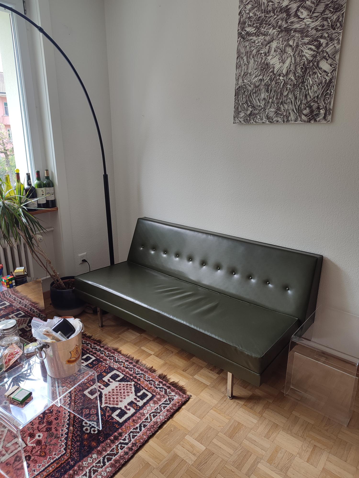 2-Plätzer 70er Jahre Sofa - Dunkelgrün – Bild 2