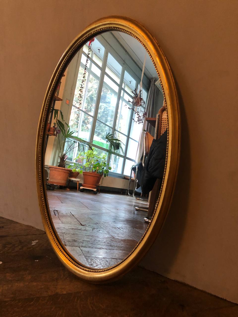 Miroir ovale ancien (57 cm) – Image 2