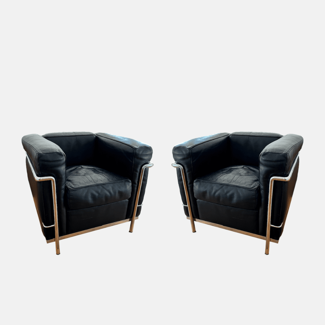 Paire de fauteuils LC2 de Le Corbusier, Perriand, Jeanneret par Cassina