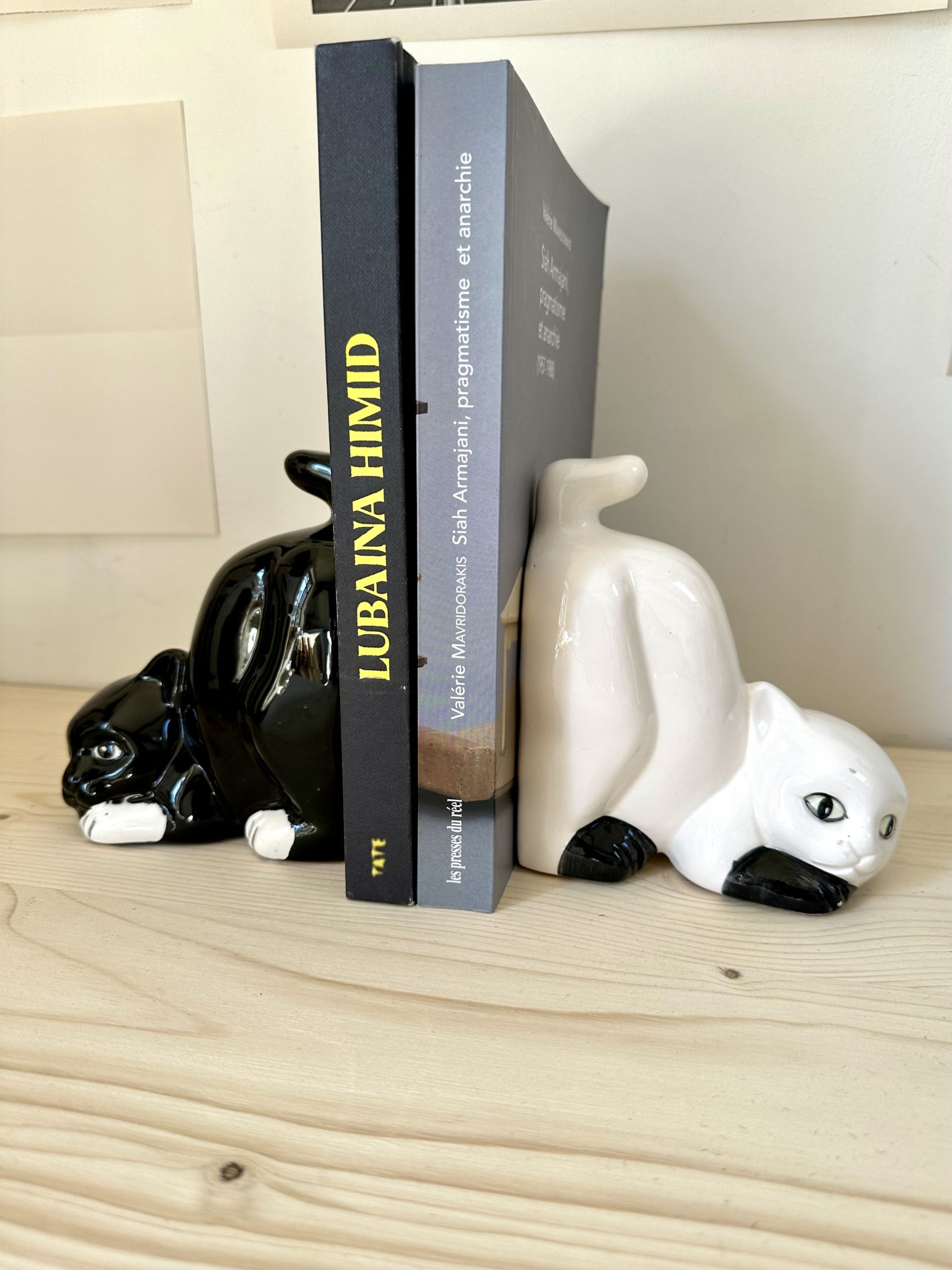 Paire de serre-livres chat en céramique 1960 – Image 3