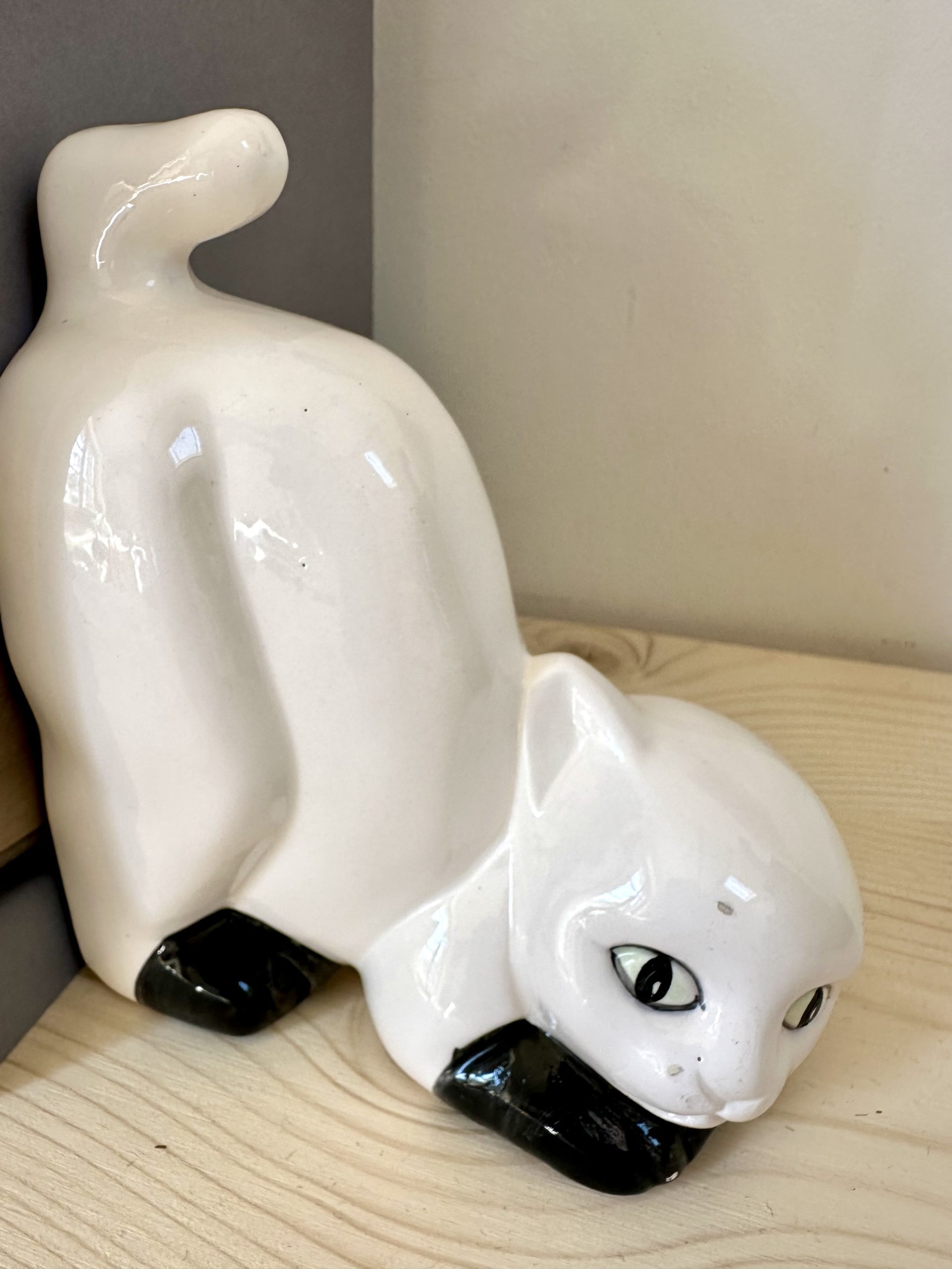 Paire de serre-livres chat en céramique 1960 – Image 5