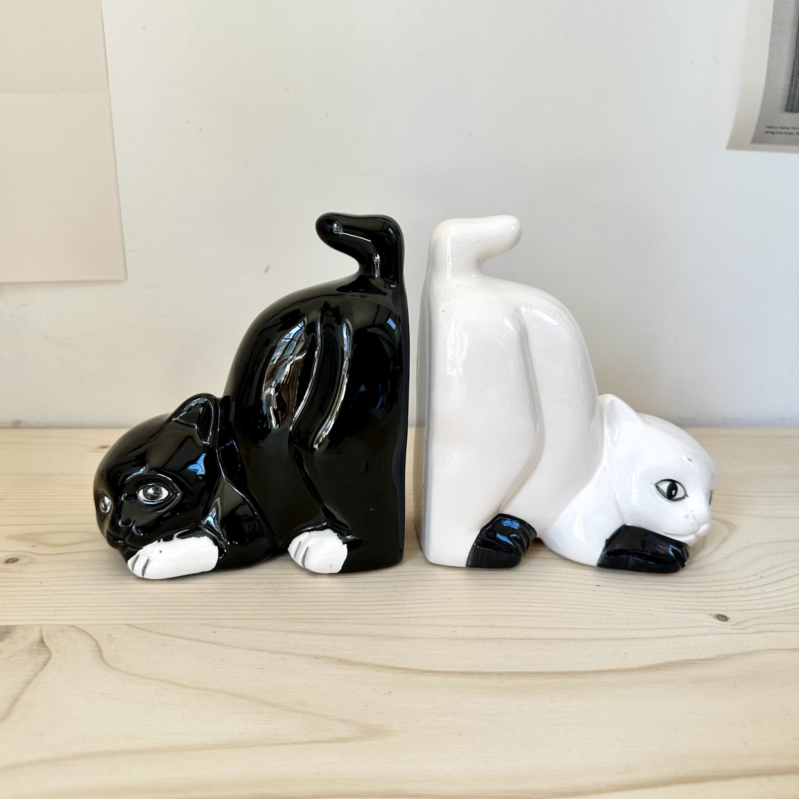 Paire de serre-livres chat en céramique 1960 – Image 2