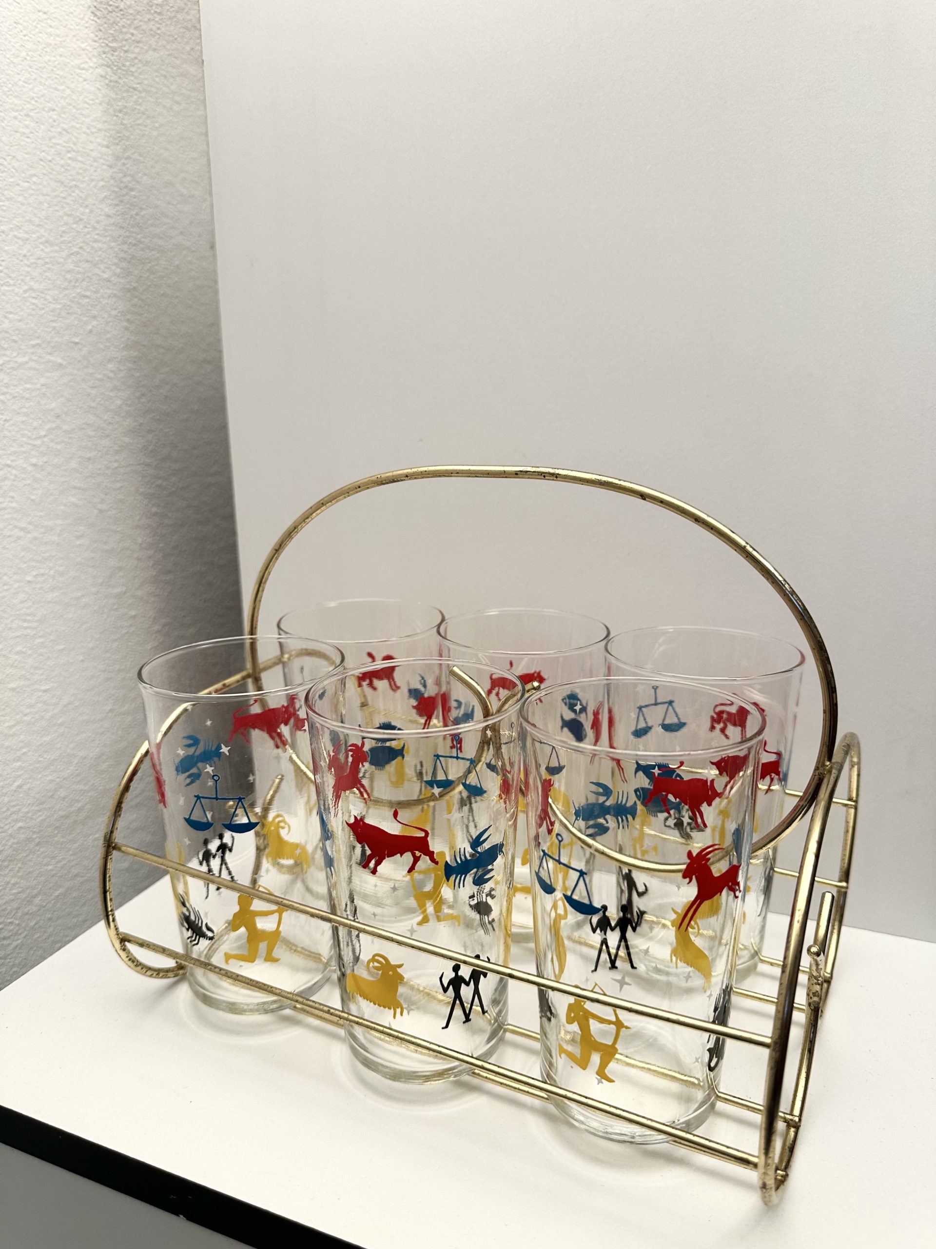 Set de 6 verres avec porte-verres en laiton doré – Image 5