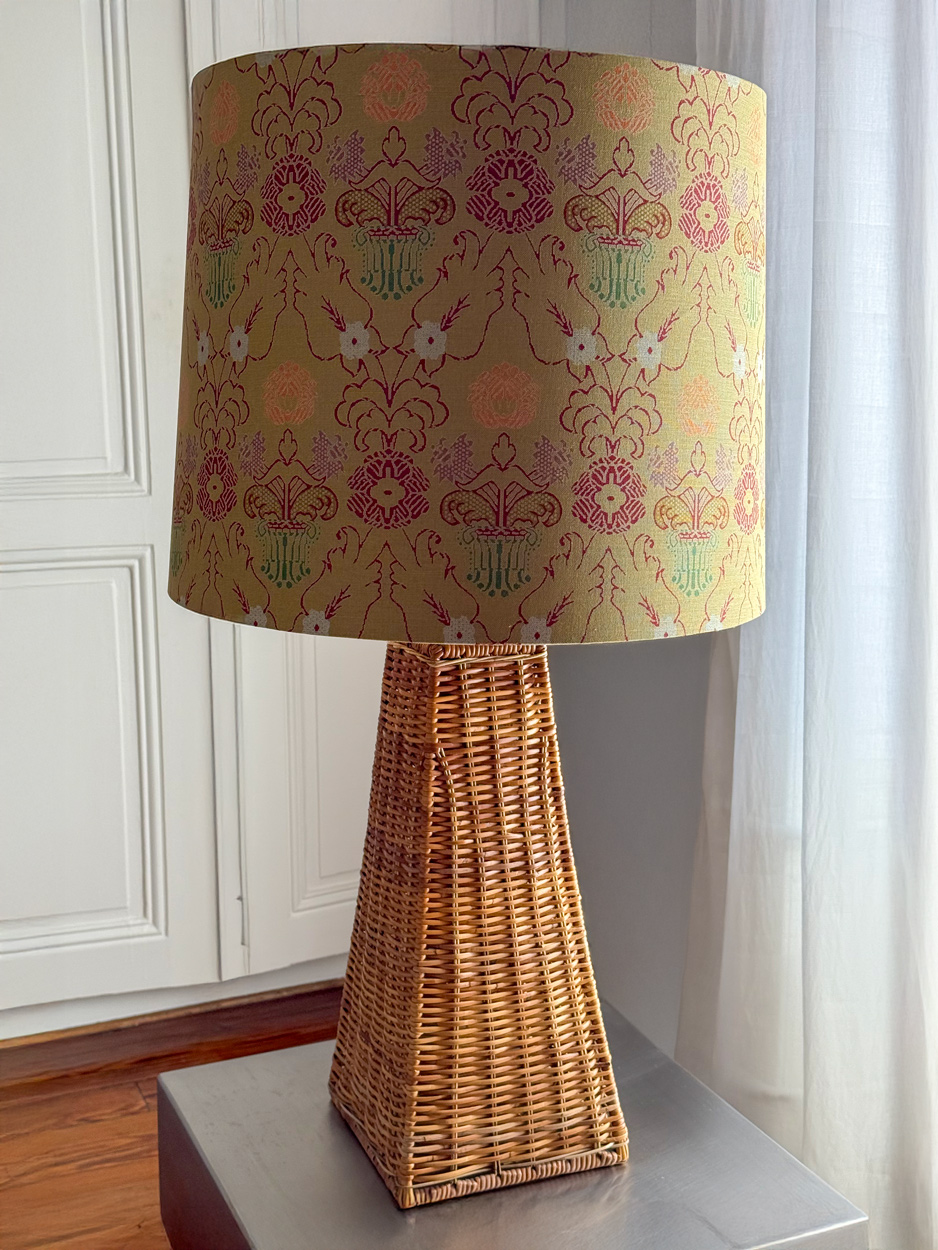 Pied de lampe en rotin avec abat-jour en textile imprimé – Bild 5