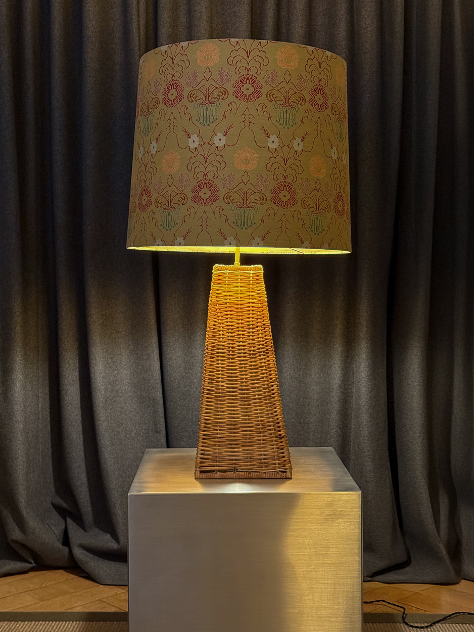 Pied de lampe en rotin avec abat-jour en textile imprimé – Bild 10