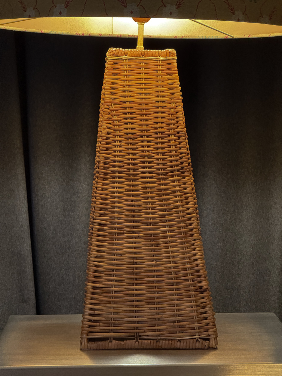 Pied de lampe en rotin avec abat-jour en textile imprimé – Bild 11