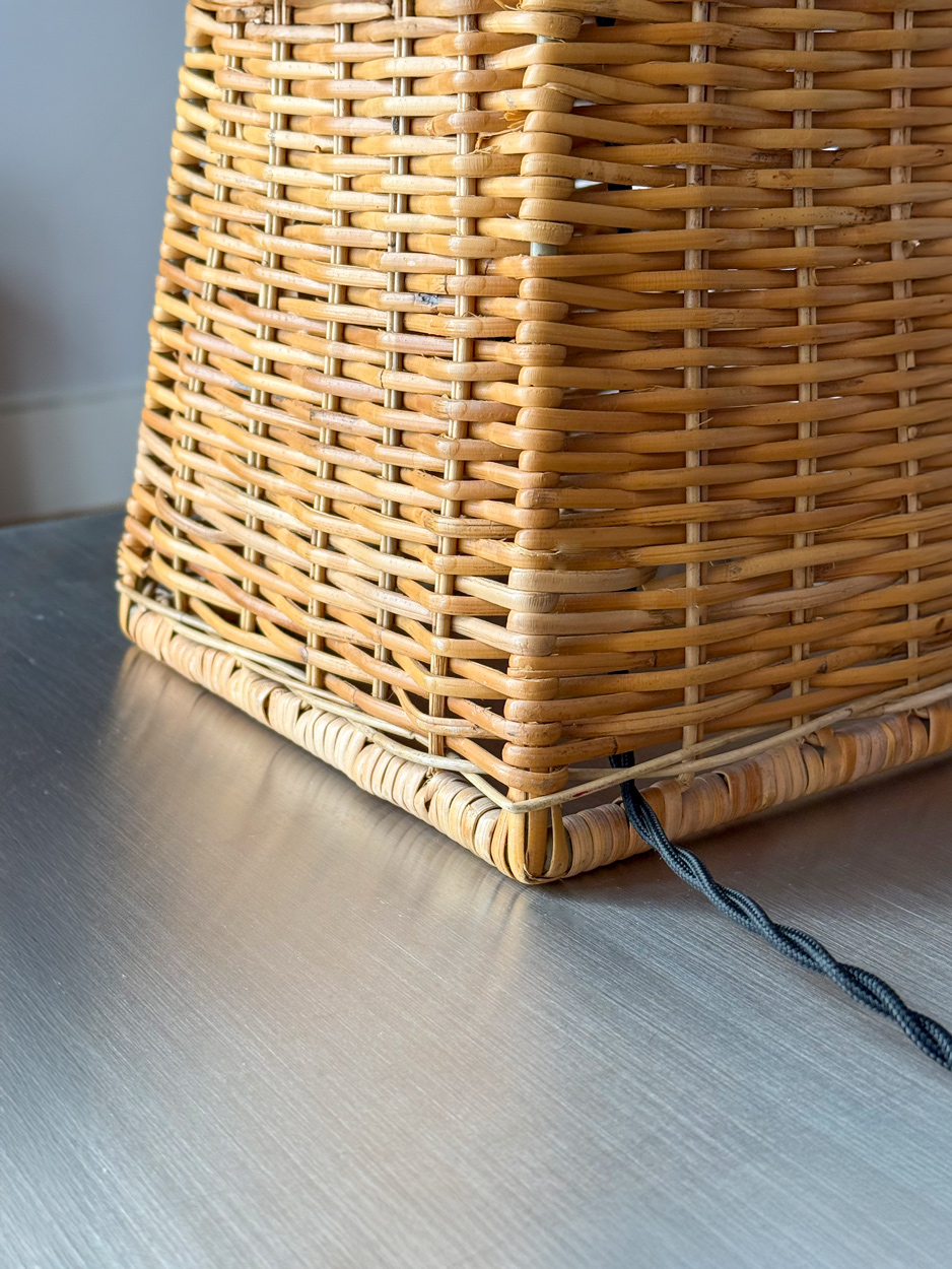 Pied de lampe en rotin avec abat-jour en textile imprimé – Bild 7