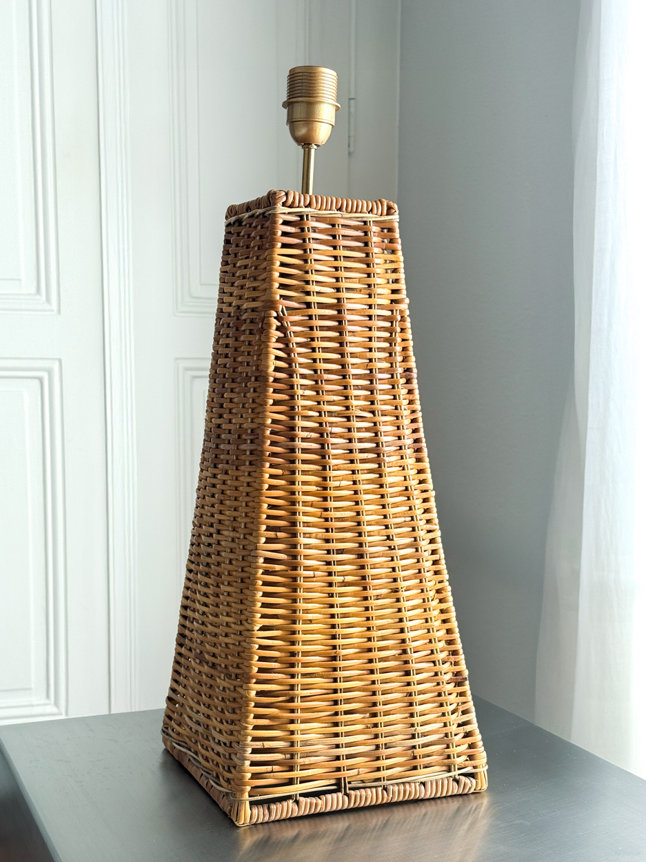 Pied de lampe en rotin avec abat-jour en textile imprimé – Bild 9