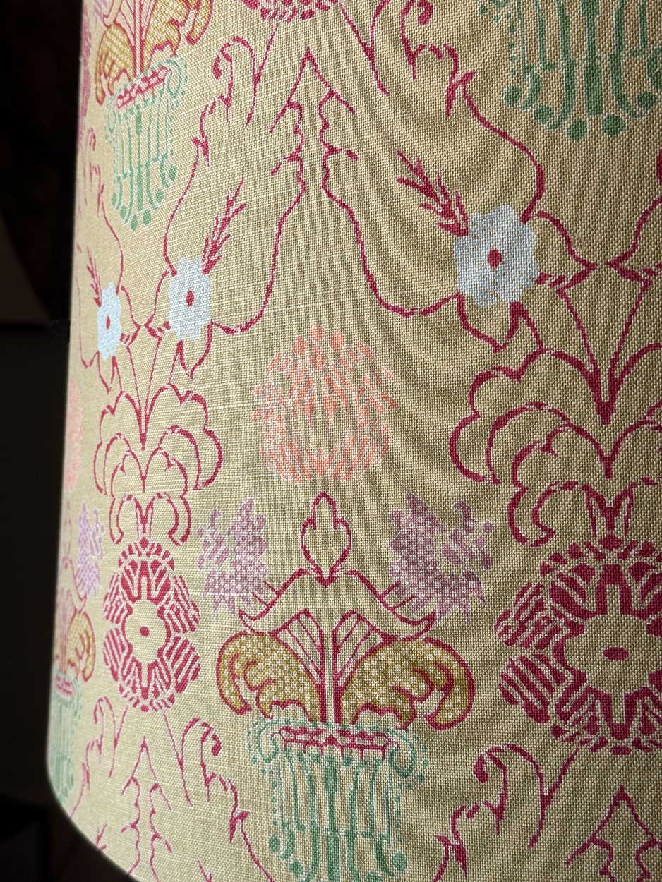 Pied de lampe en rotin avec abat-jour en textile imprimé – Bild 6