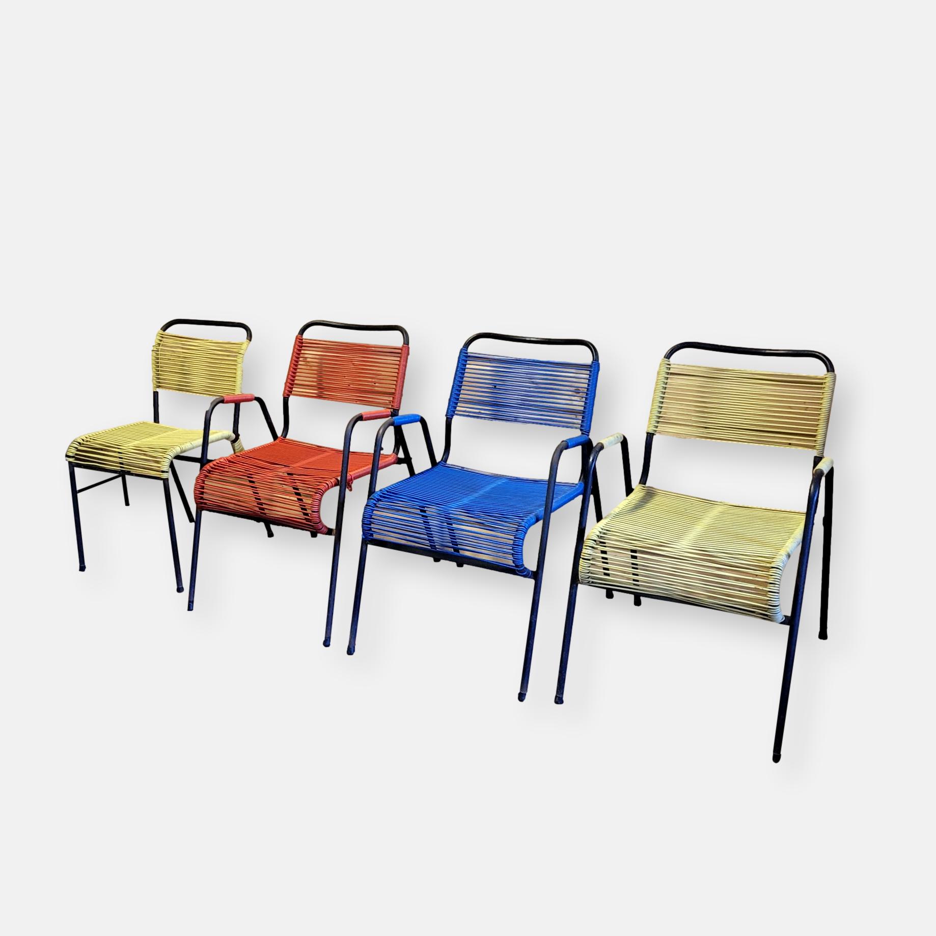 Fauteuils et chaises scoubidous années 50