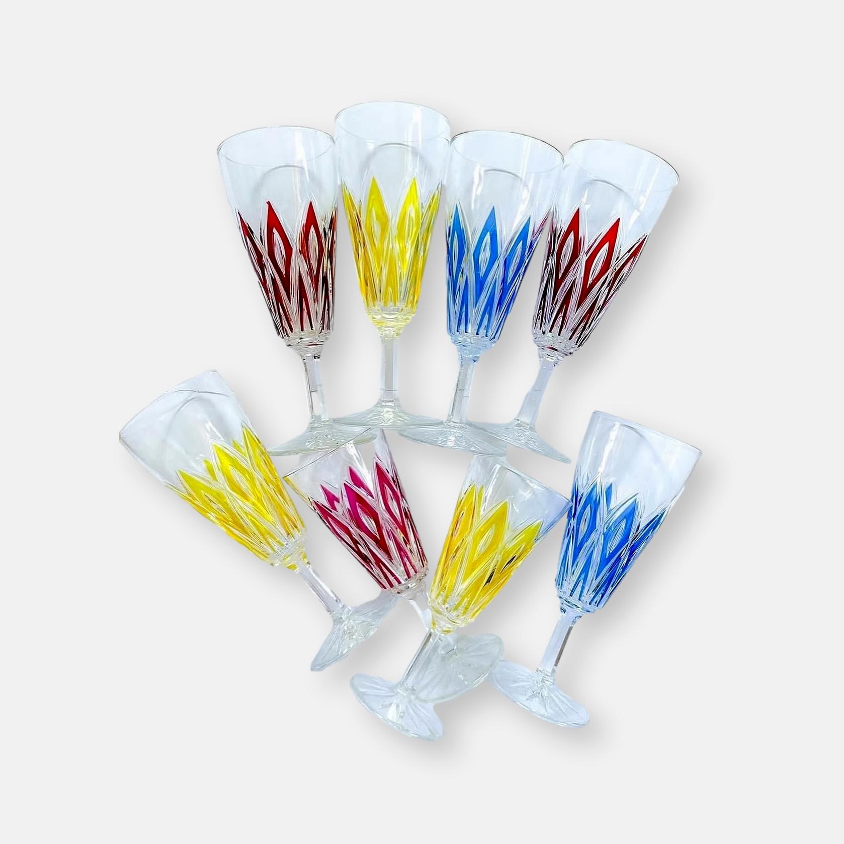 Lot de 8 verres Arlequin