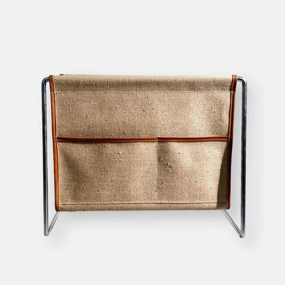 Porte-journaux de Verner Panton pour Fritz Hansen en tissu et metal chromé