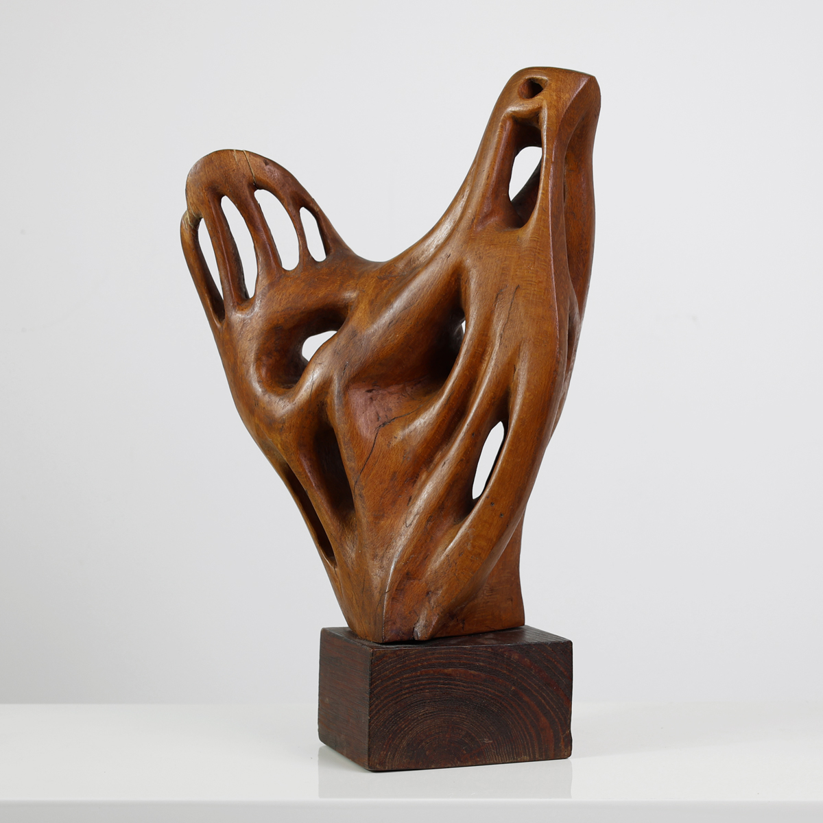 Grand sculpture scandinave abstraite en bois – Image 2