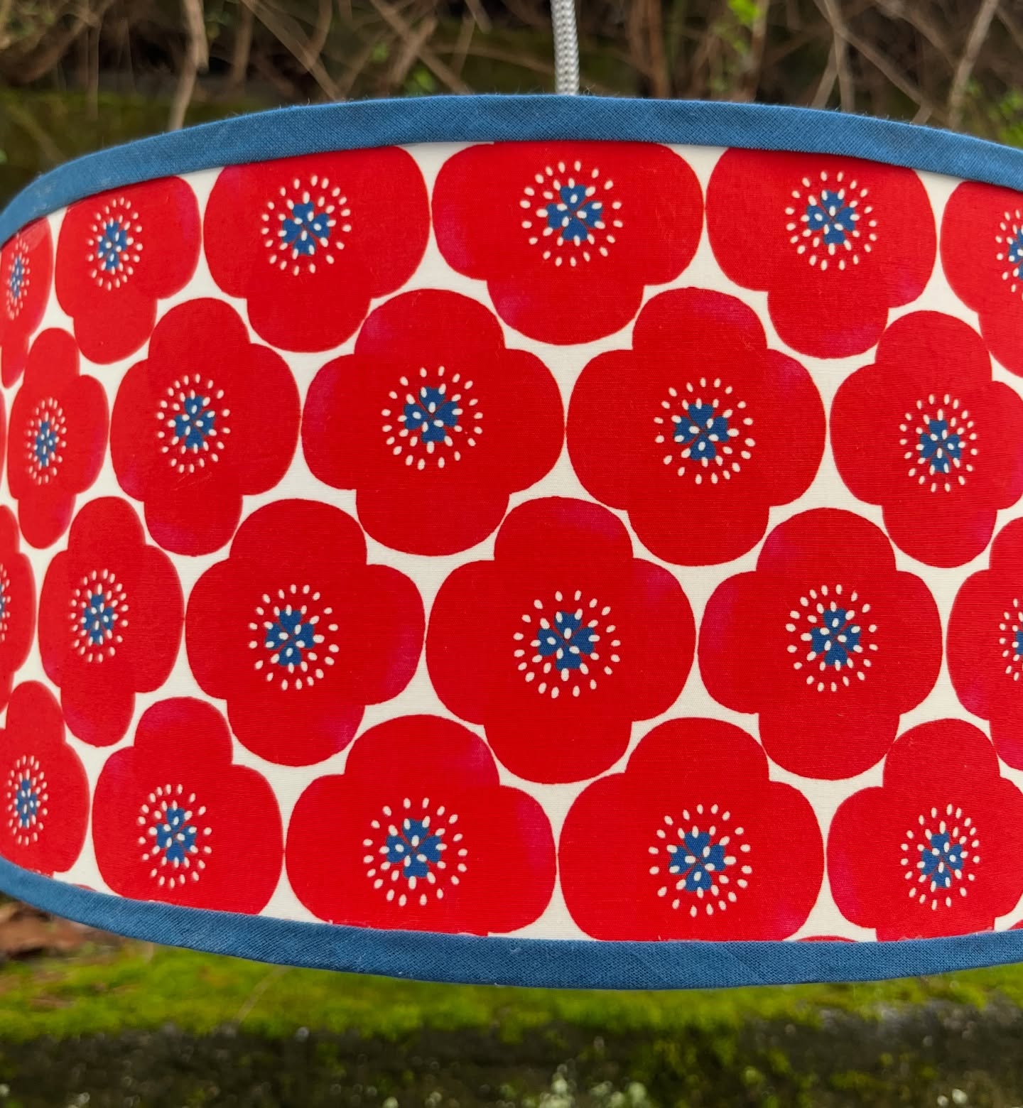 Suspension vintage avec abat jour artisanal motif fleurs – Bild 3