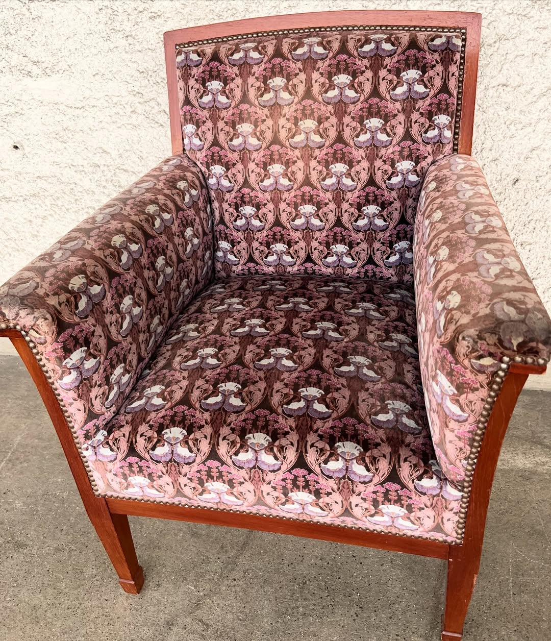 Fauteuil anglais en acajou avec tissus Morris – Bild 2