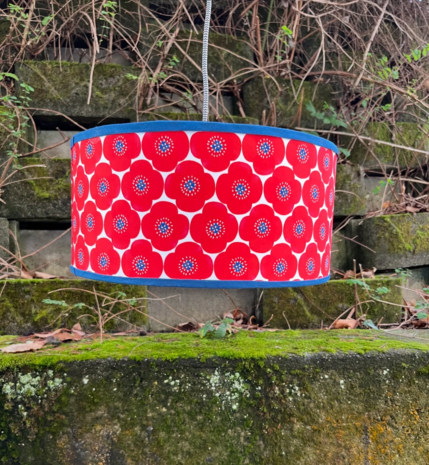 Suspension vintage avec abat jour artisanal motif fleurs – Bild 2