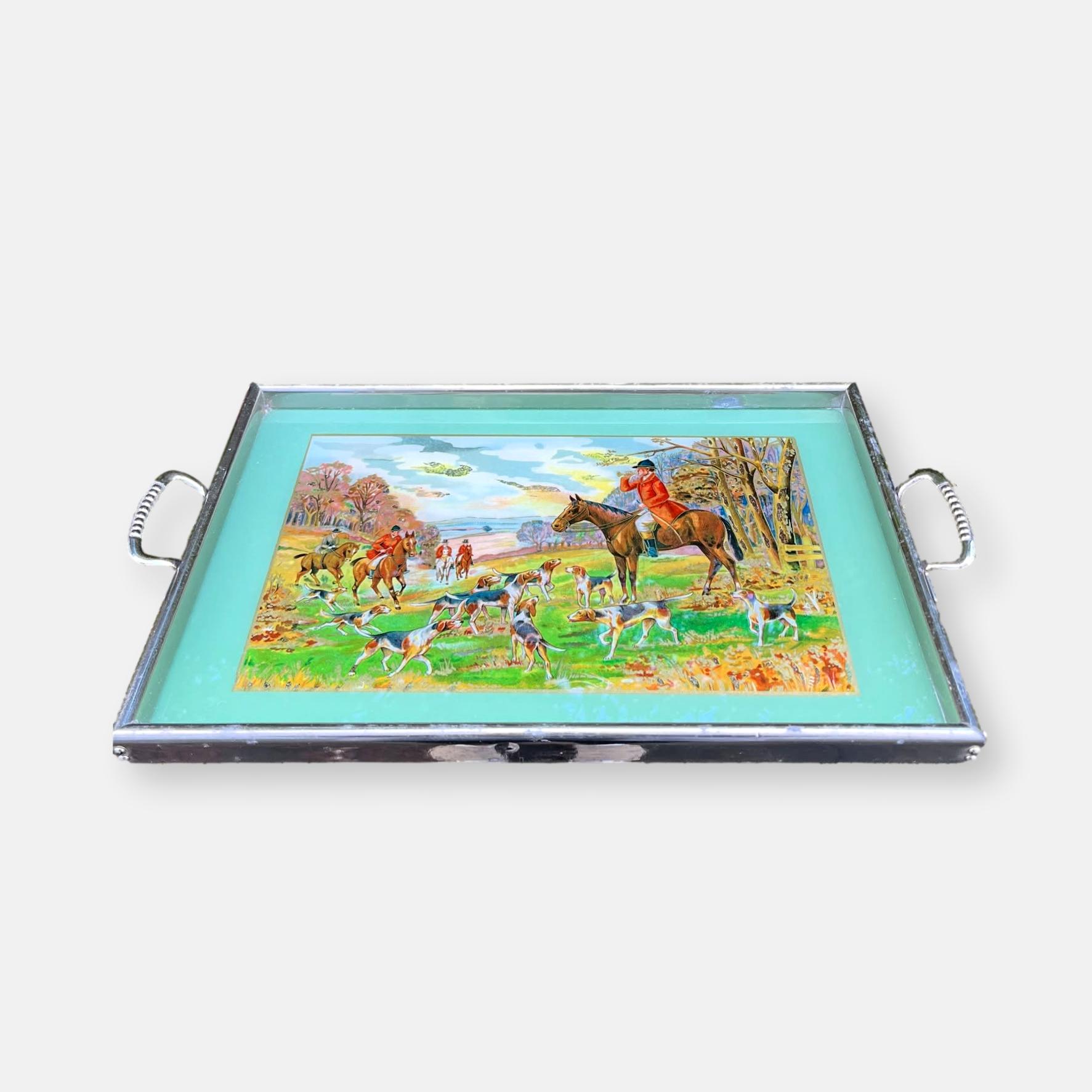 Plateau vintage chasse au renard