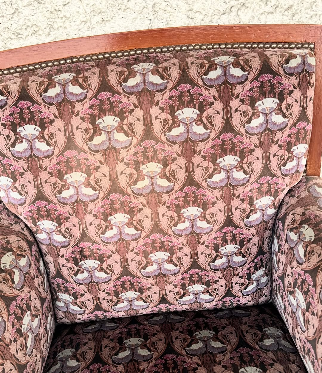 Fauteuil anglais en acajou avec tissus Morris – Bild 8