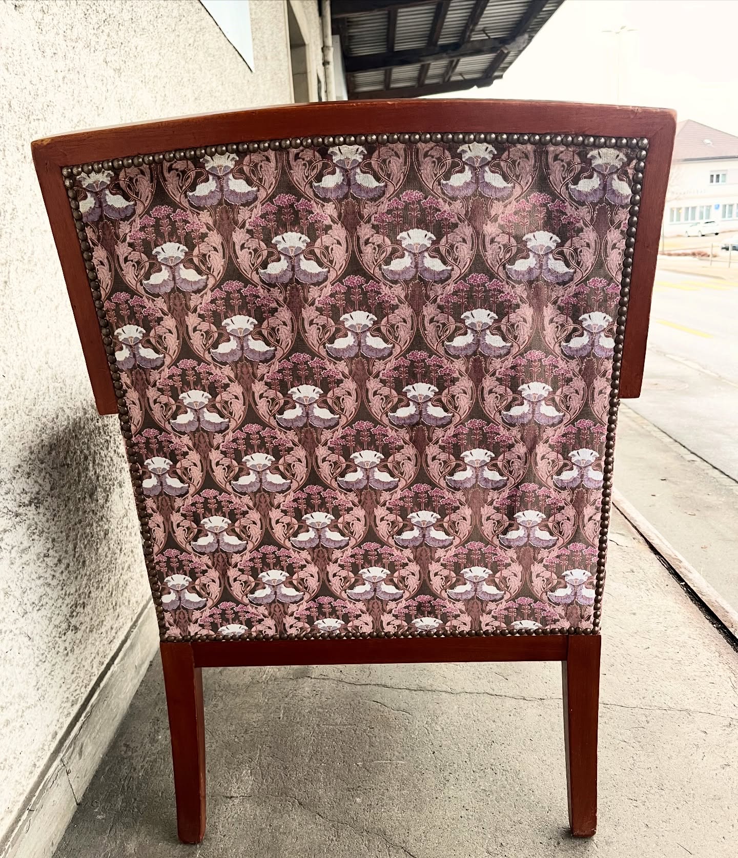 Fauteuil anglais en acajou avec tissus Morris – Bild 4