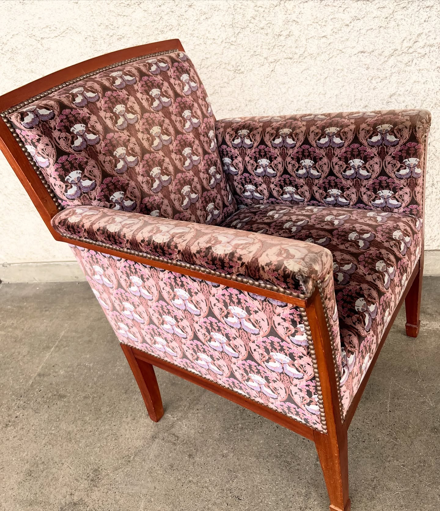 Fauteuil anglais en acajou avec tissus Morris – Bild 5