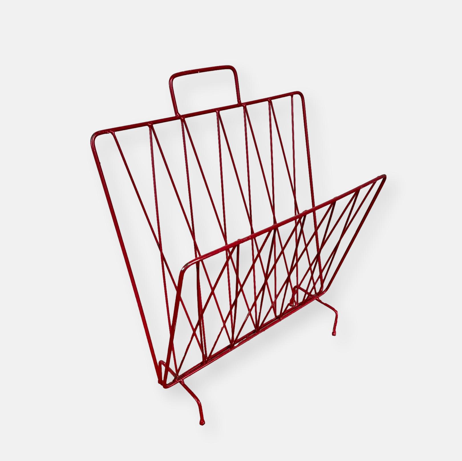 Porte journaux métallique rouge