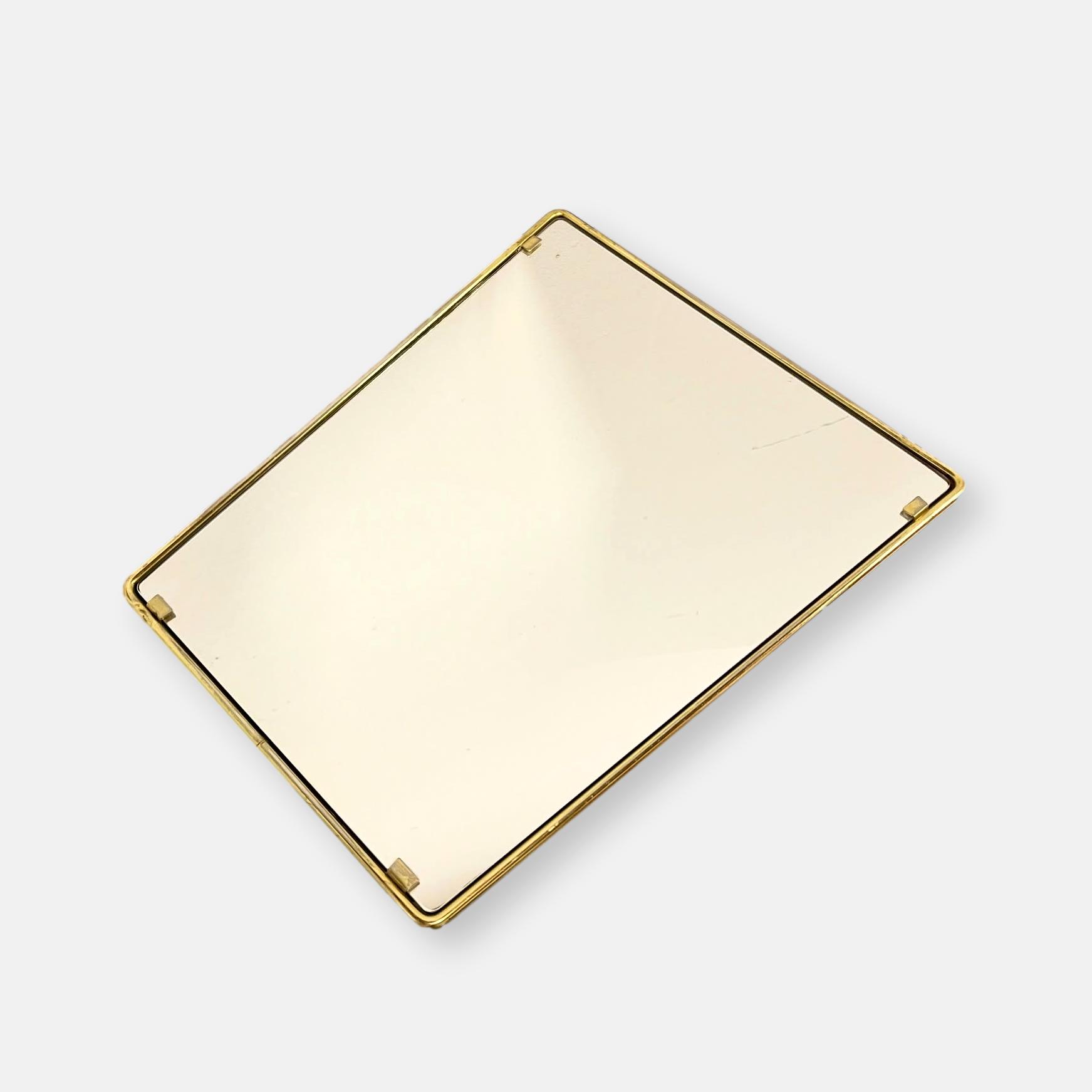 Miroir mural rectangulaire vintage en laiton