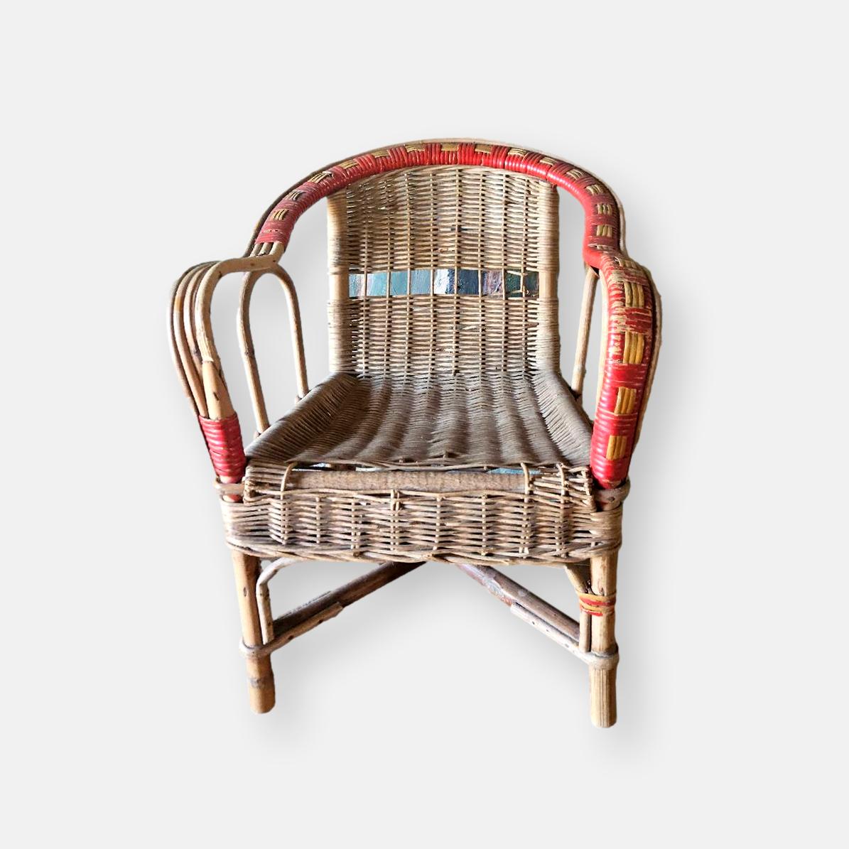 Fauteuil enfant vintage osier rotin