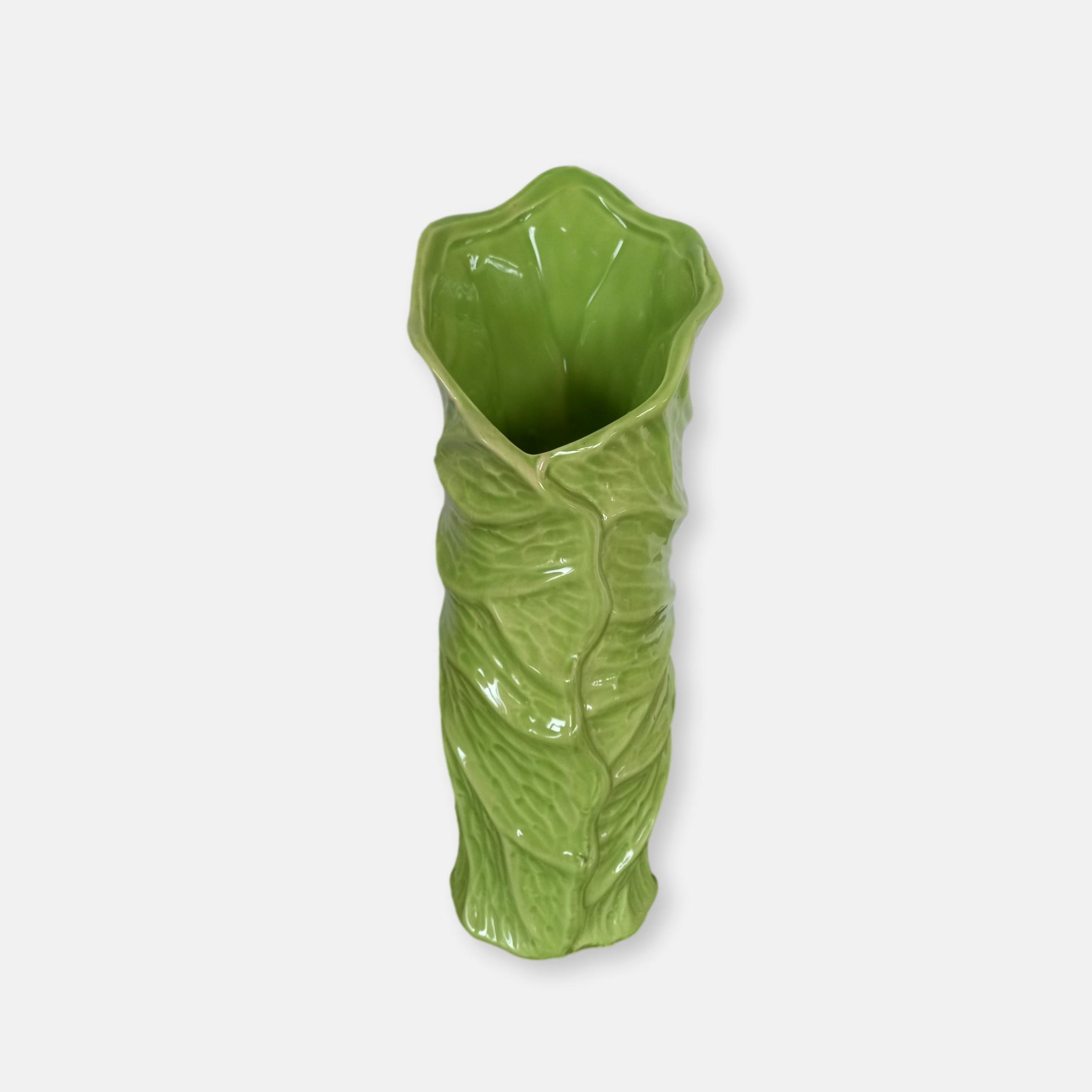 Vase barbotine feuille de chou