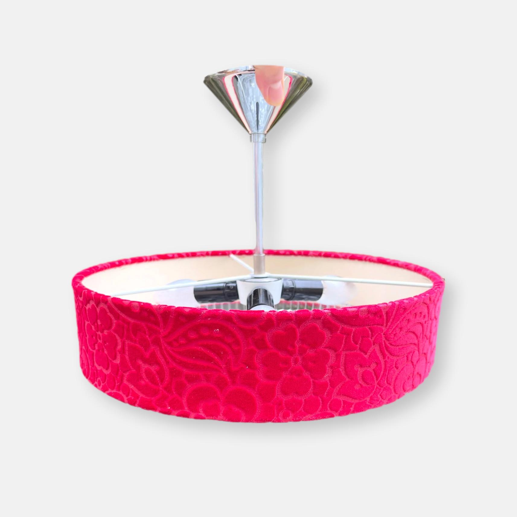 Suspension en velours, verre et chrome