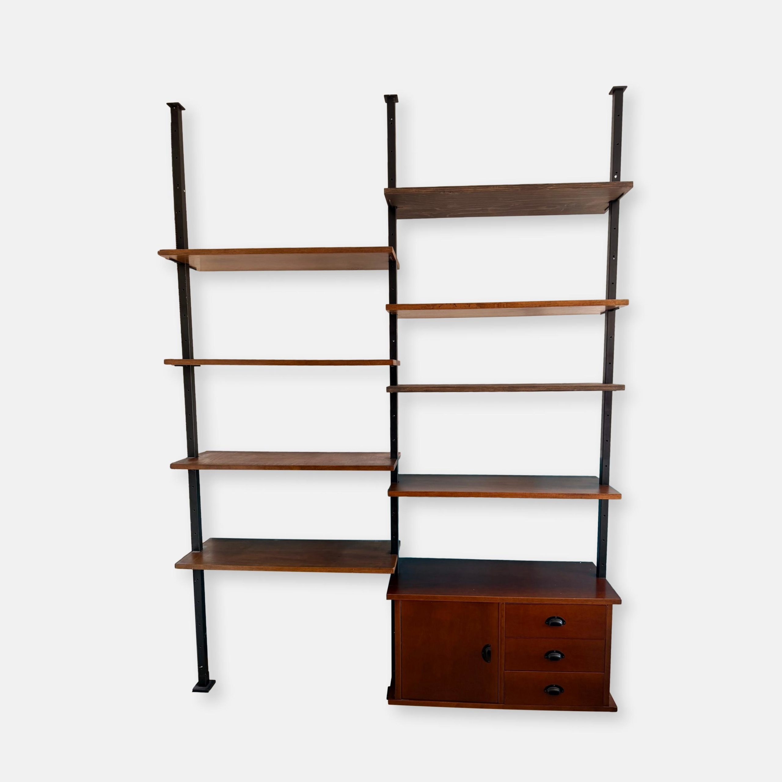 Bibliothèque murale vintage modulable en teck