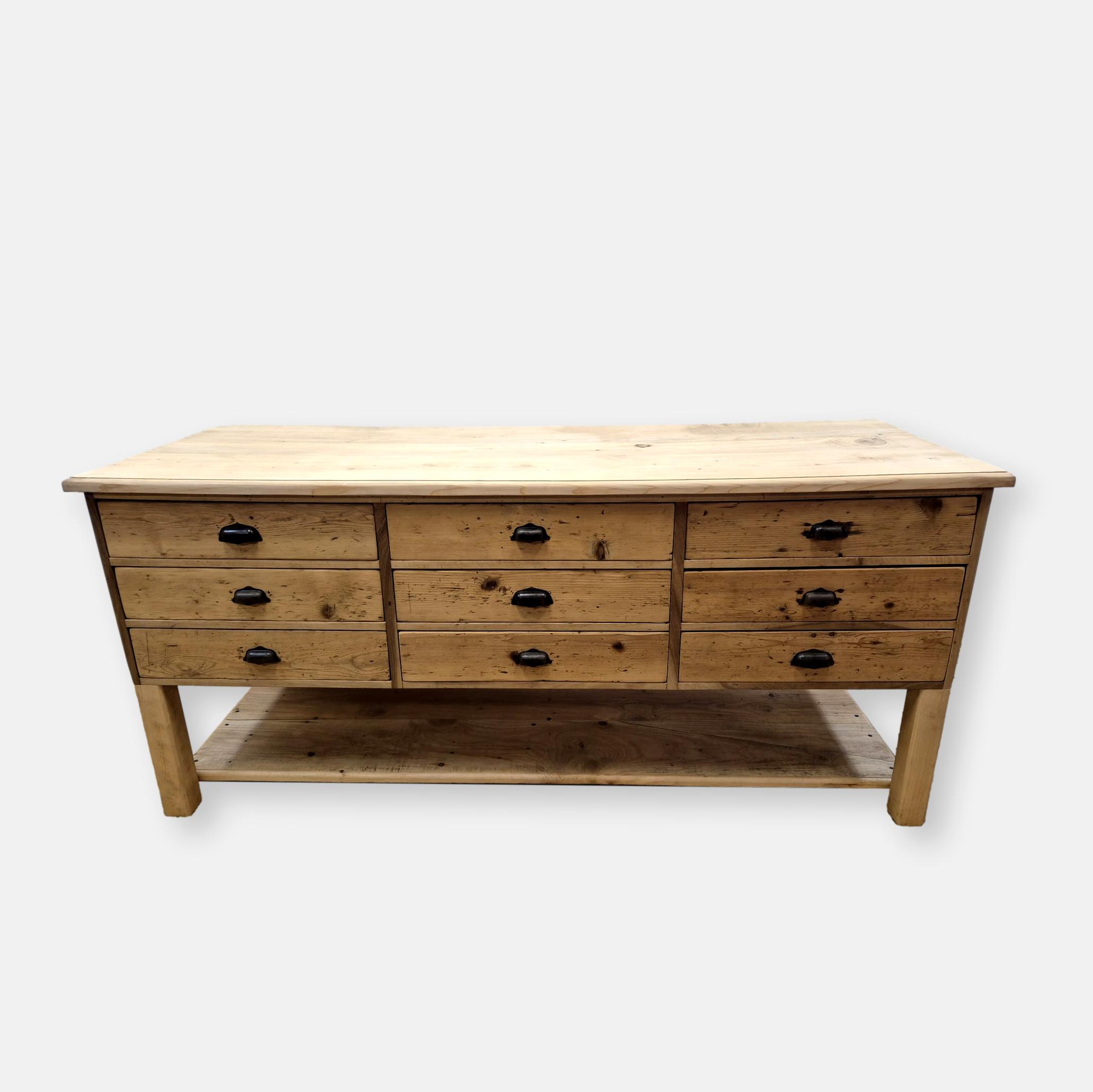 Ancien comptoir double face de mercerie