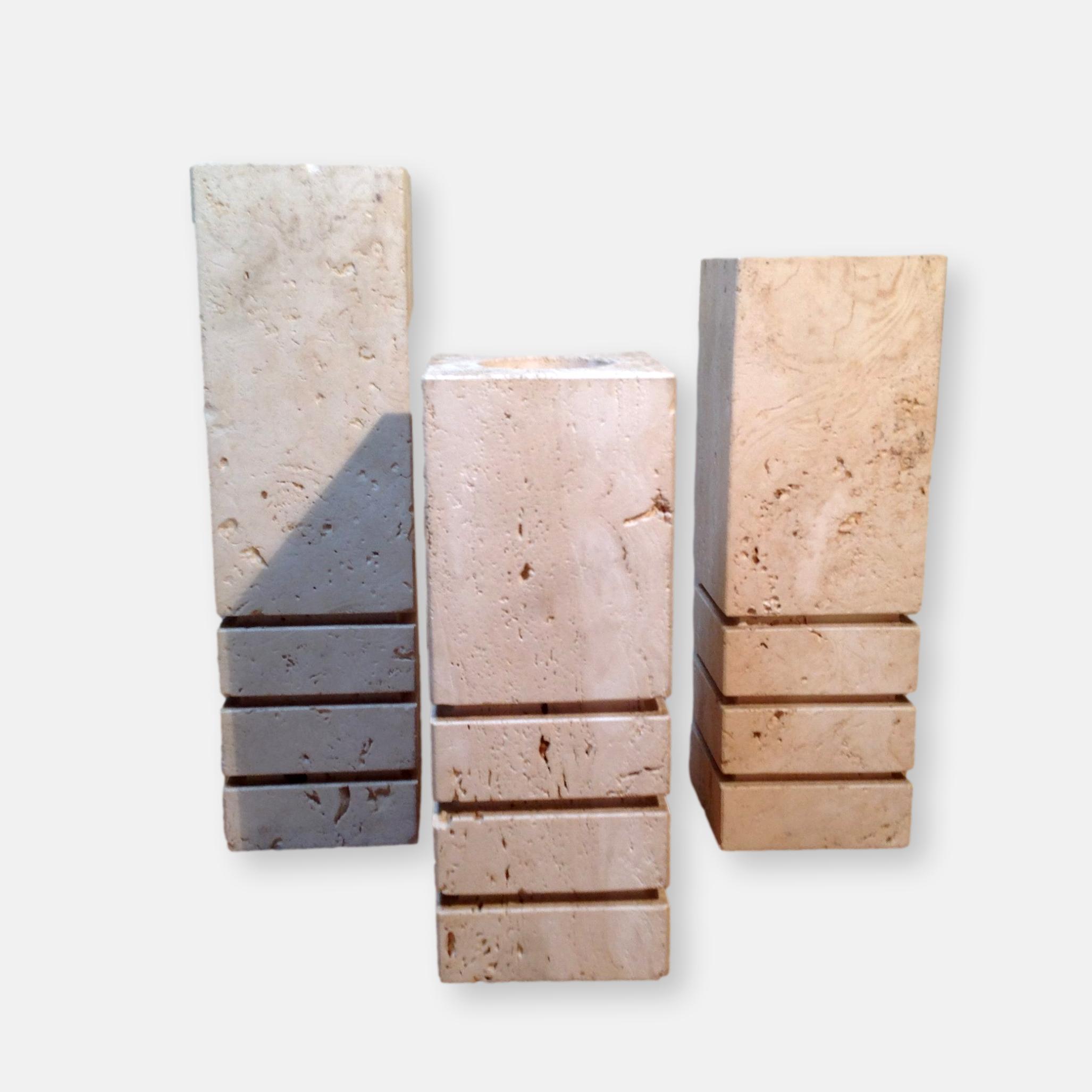 3 vases en travertin "Fratelli Mannelli"