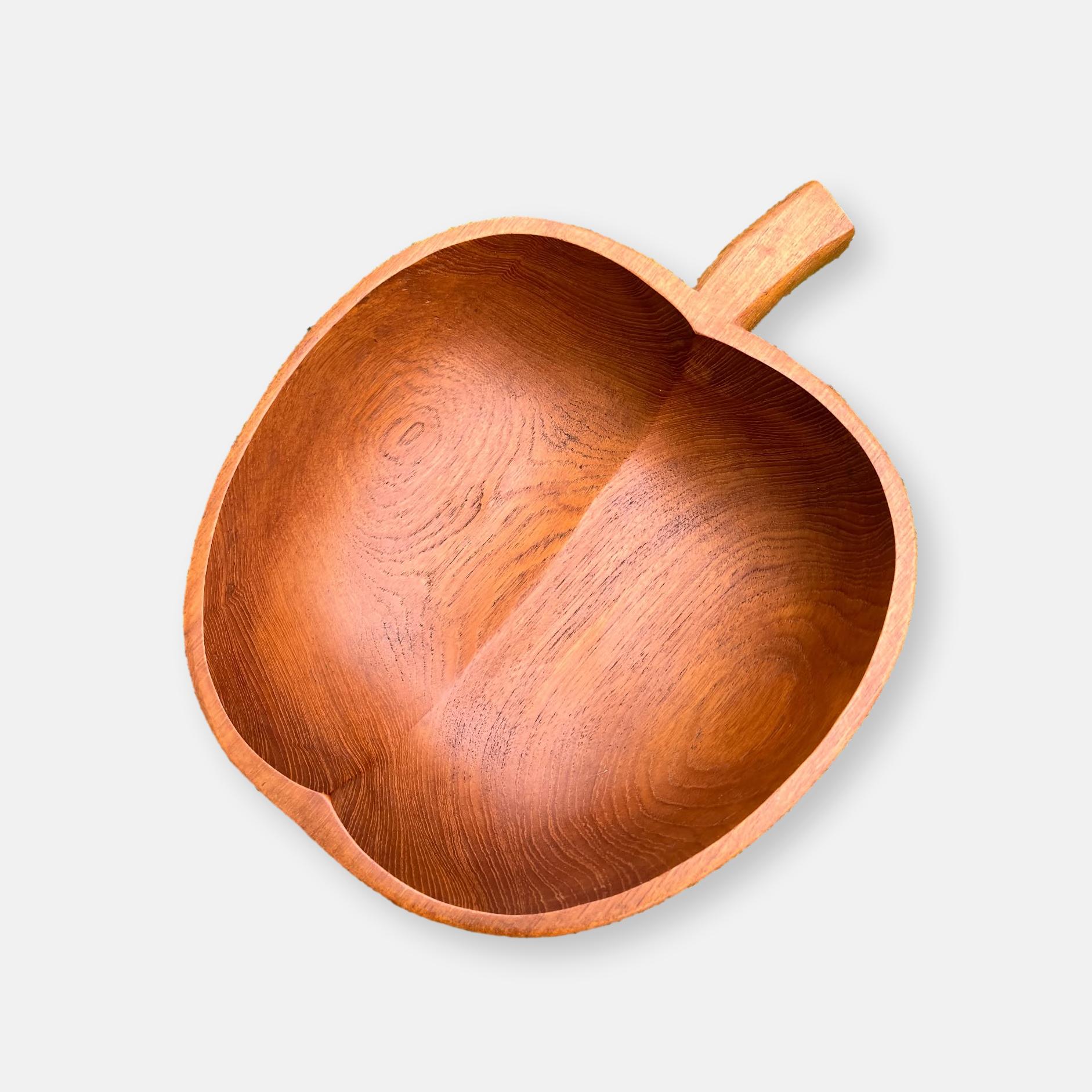 Coupe à fruits en teck massif en forme de pomme