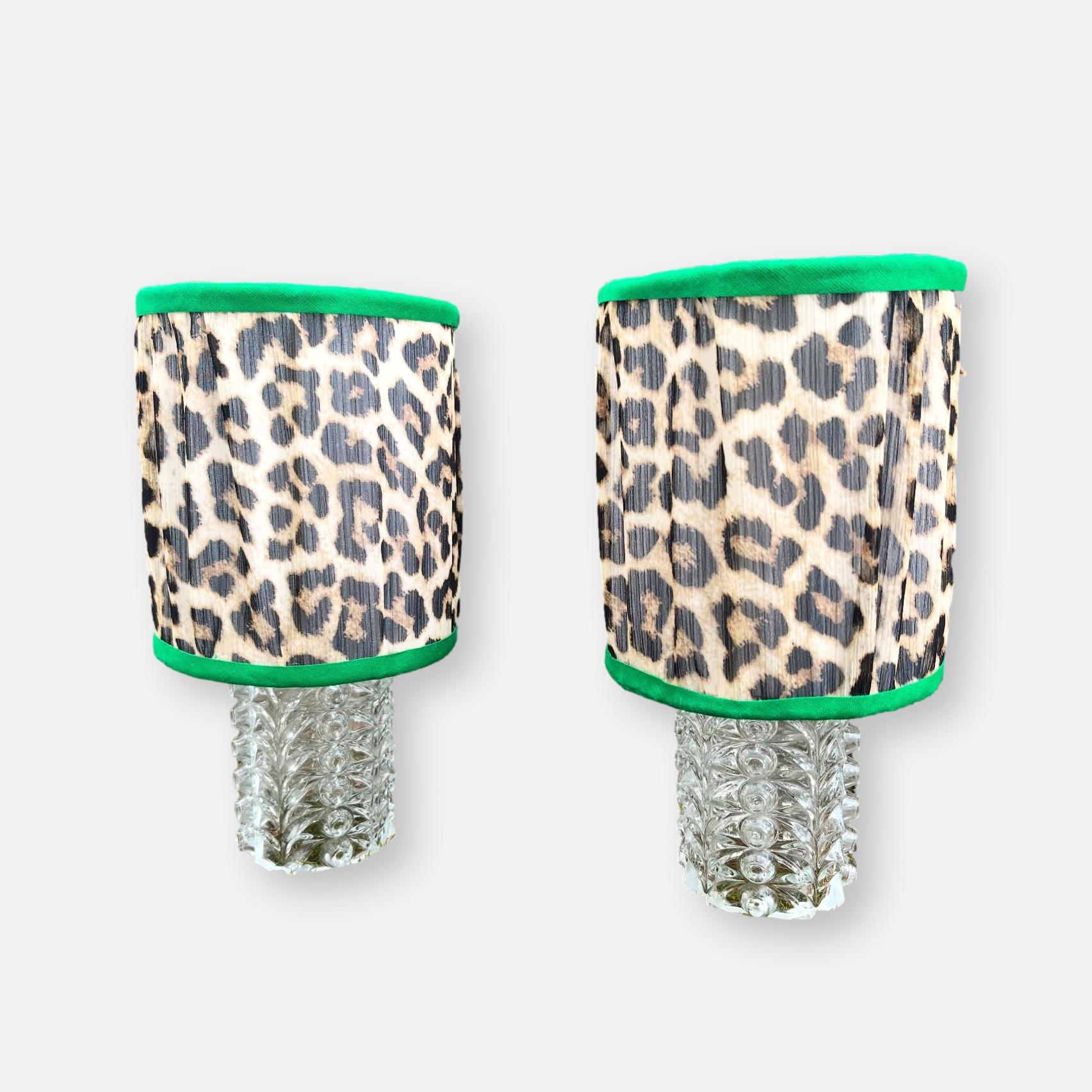 Paire de lampes vintage en verre