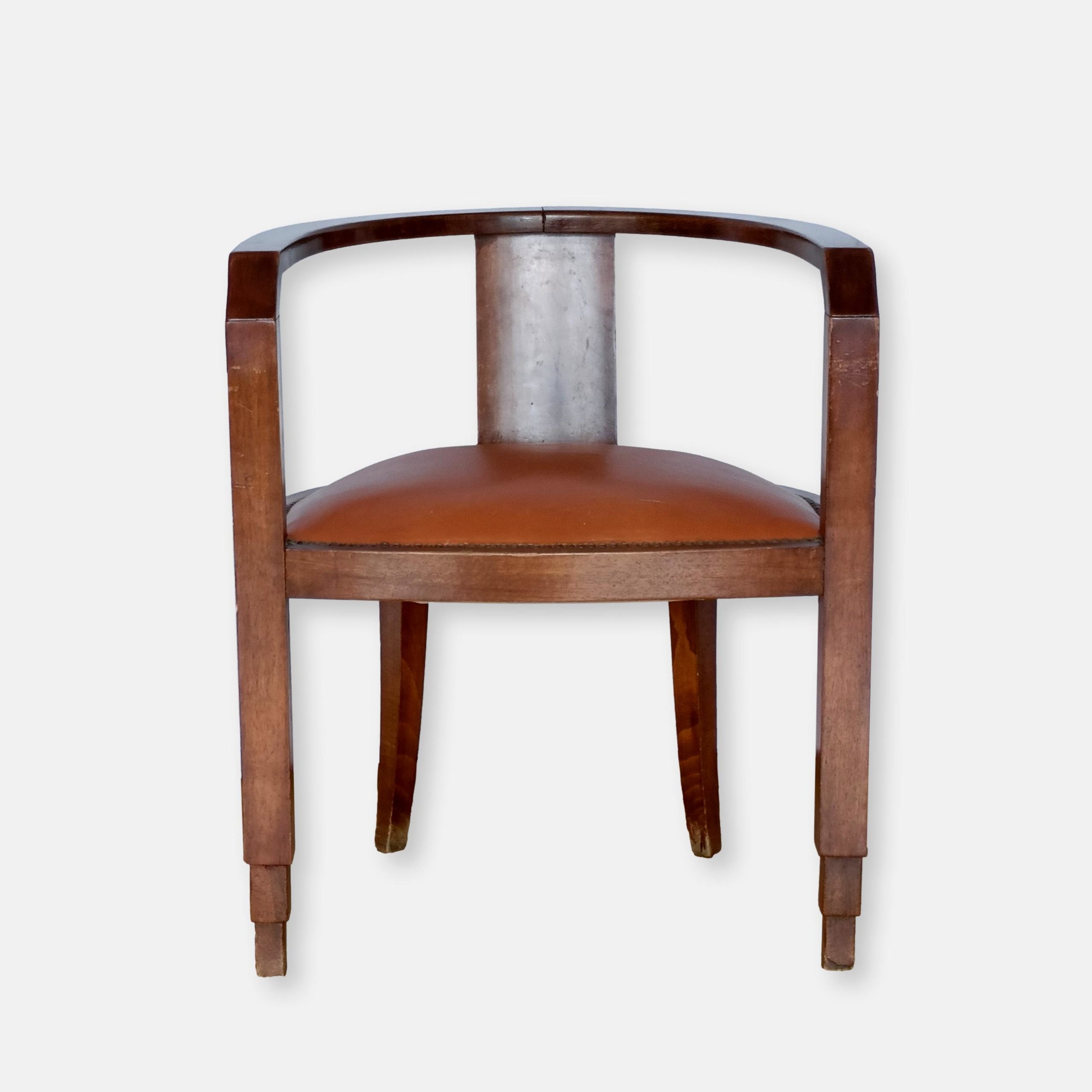 Fauteuil Art Déco bois et cuir