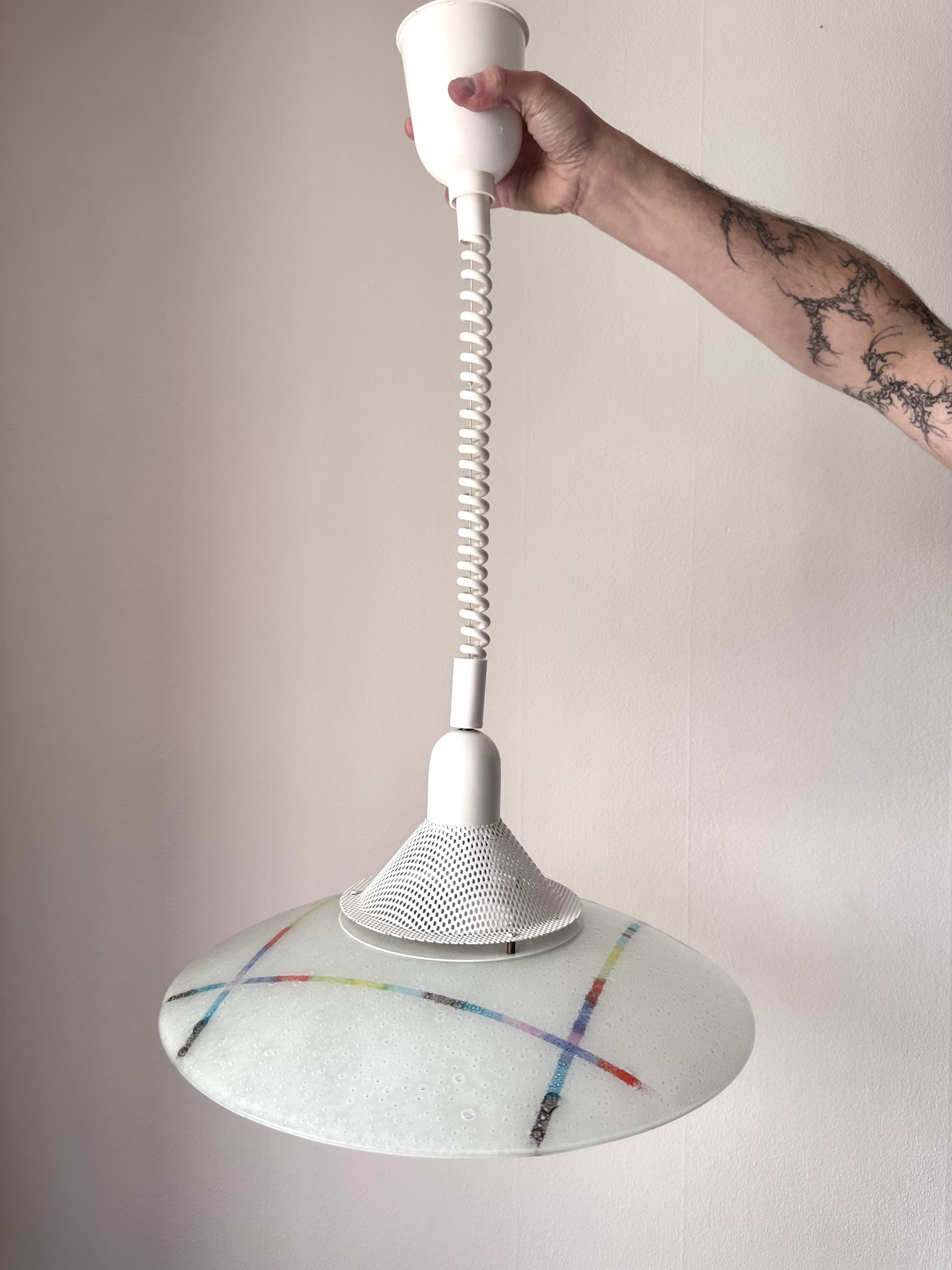 Suspension postmoderne en verre bullé 1980 – Bild 2
